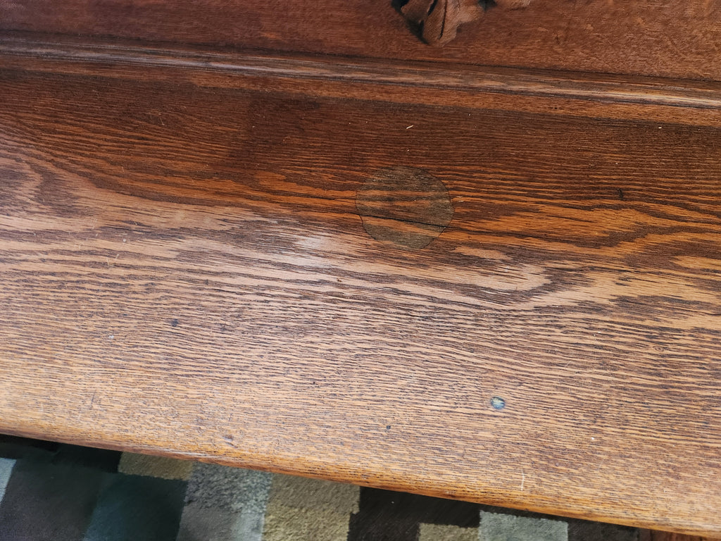Solid Carved Oak 1920's-30's Fireplace Mantle or Vintage Bench