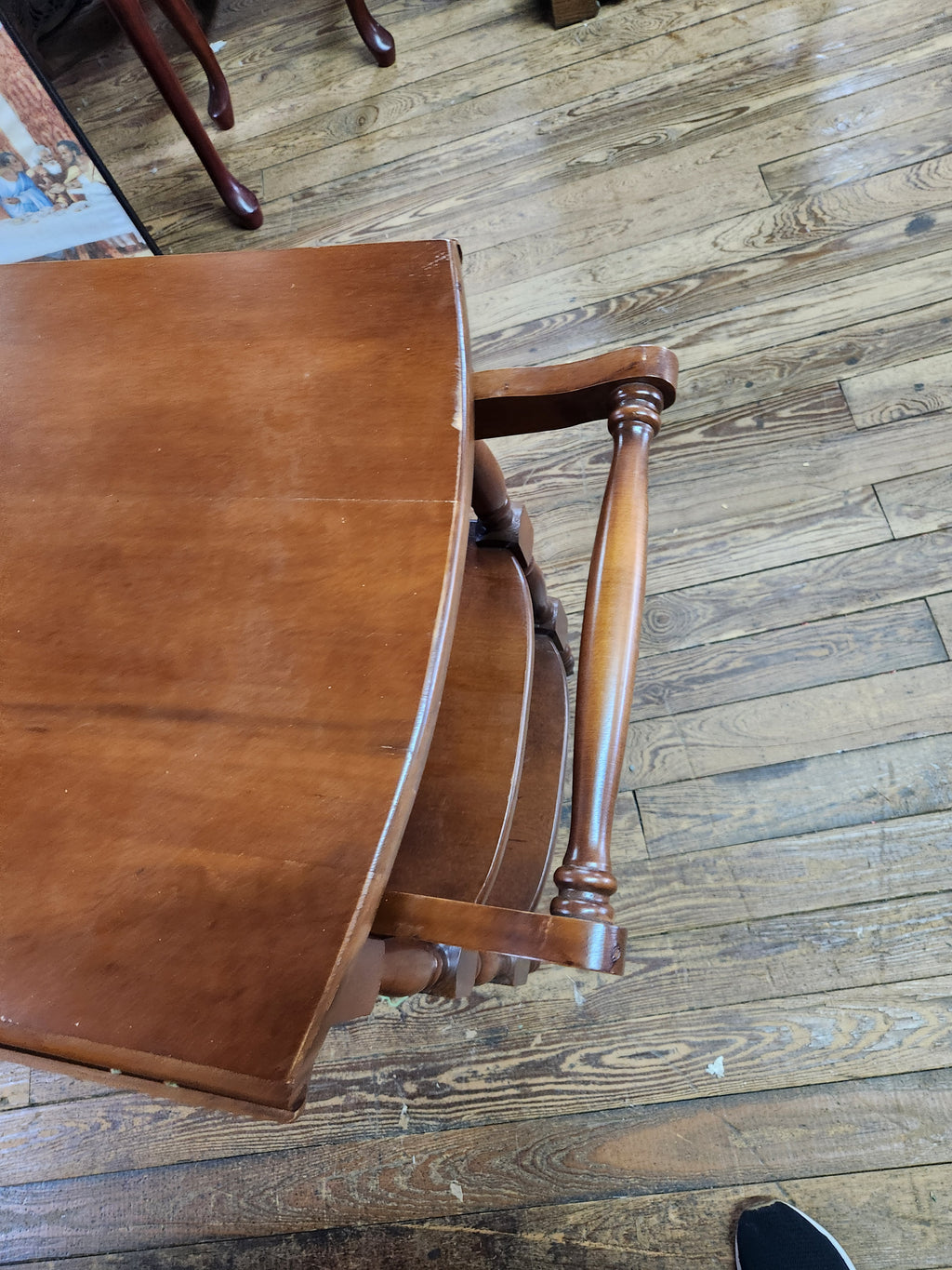 VIntage Solid Wood Drop-Leaf Tea & Bar Cart
