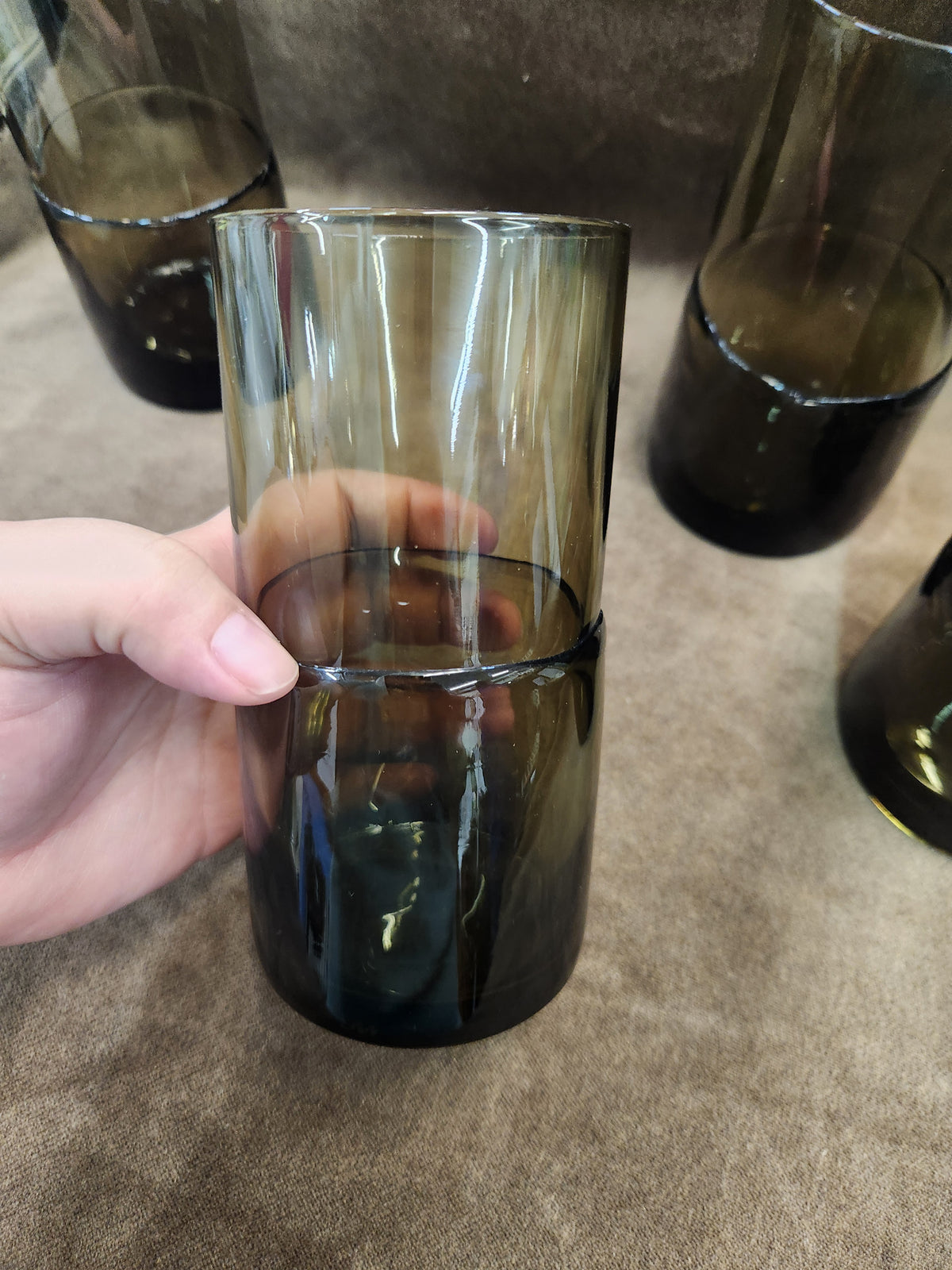 4 Pier 1 Double Dip Smoke Glass Tumblers
