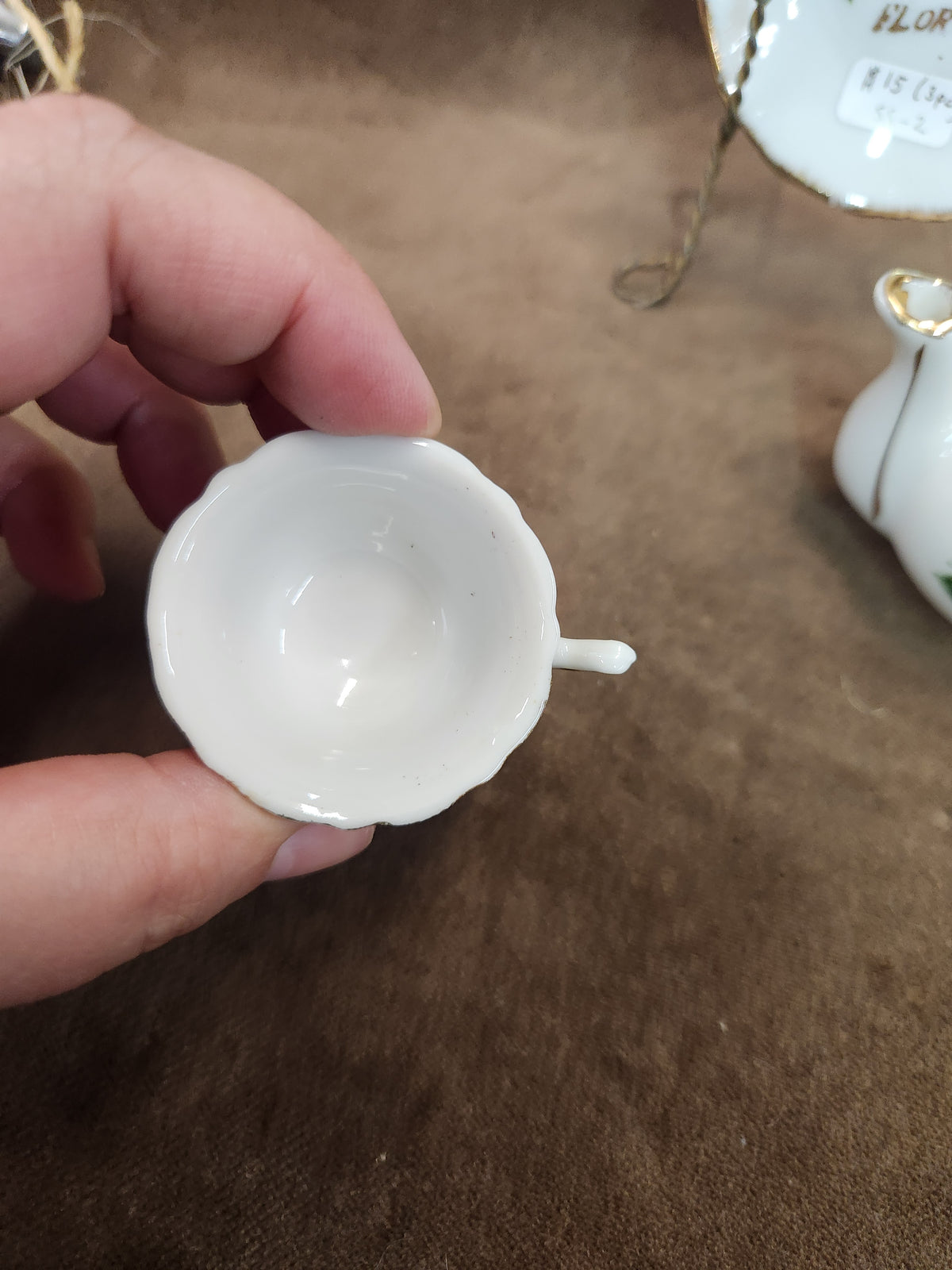 Vintage Porcelain Florida Souvenir Mini Tea Set Featuring Orange Motifs and Gold Trim
