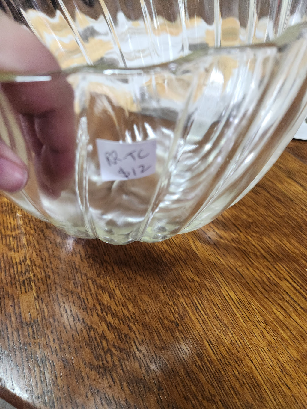 Vintage Clear Glass Serving Bowl Colonial Swirl Pattern Hazel Atlas