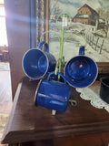 Vintage Blue & White Speckled Enamelware Mug