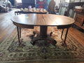 Antique Tiger Oak Expandable Pedestal Dining Table Early 1900s