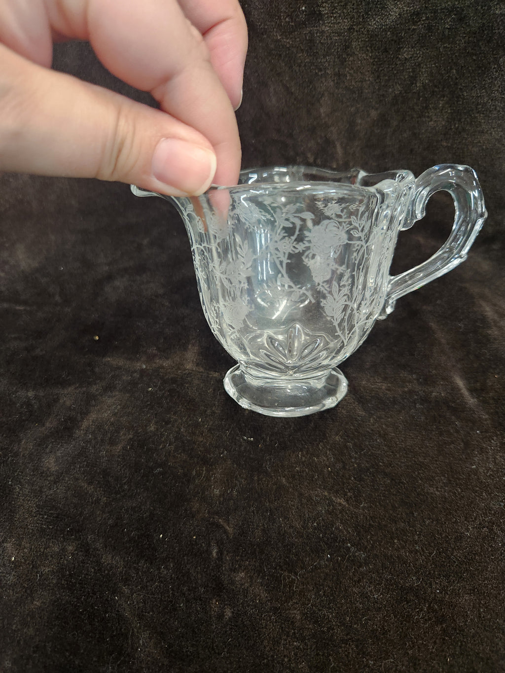 Vintage Fostoria Chintz Etched Crystal Glass Creamer in the Baroque Shape