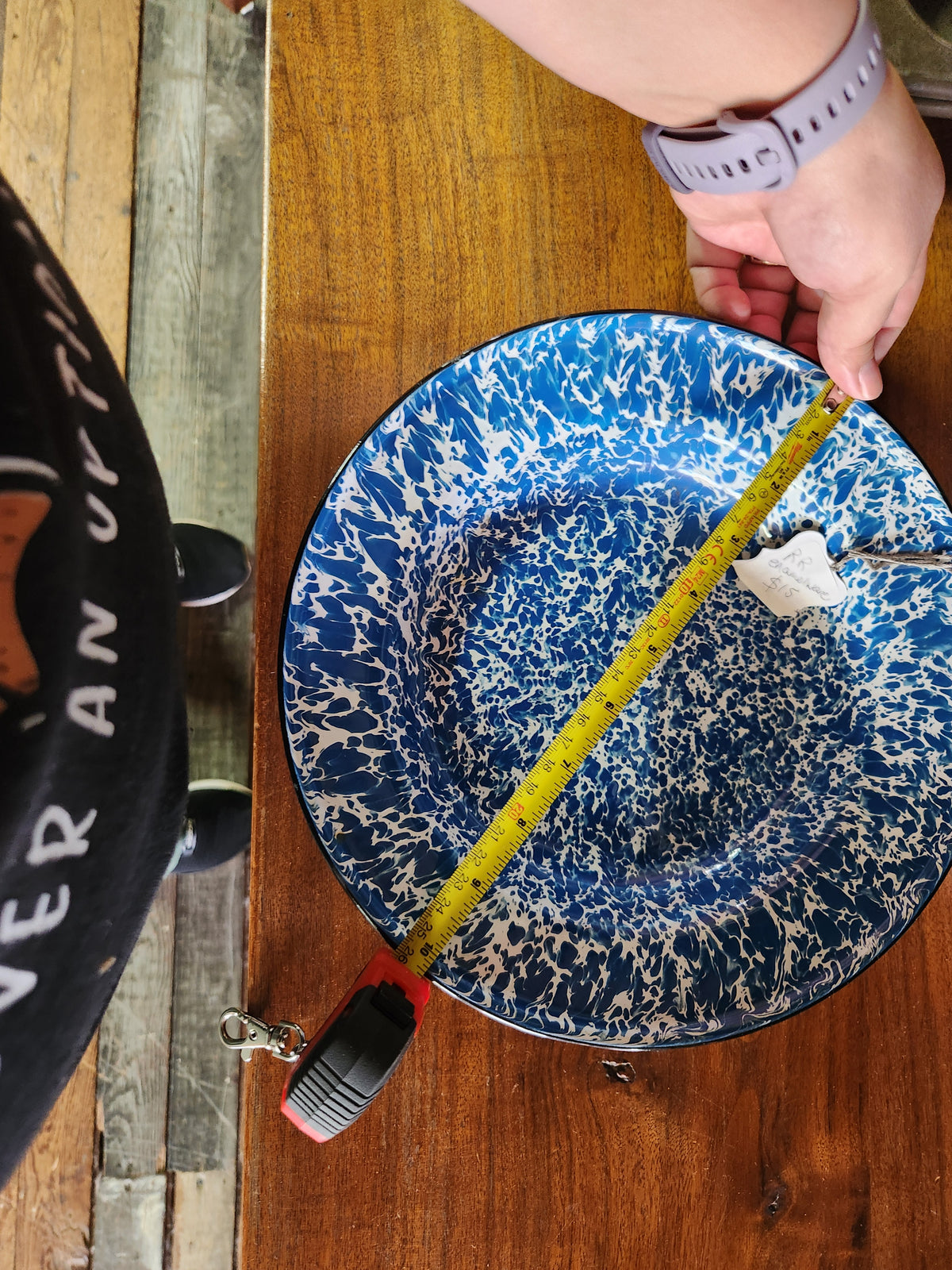 Blue & White Spatterware Enamelware Bowl