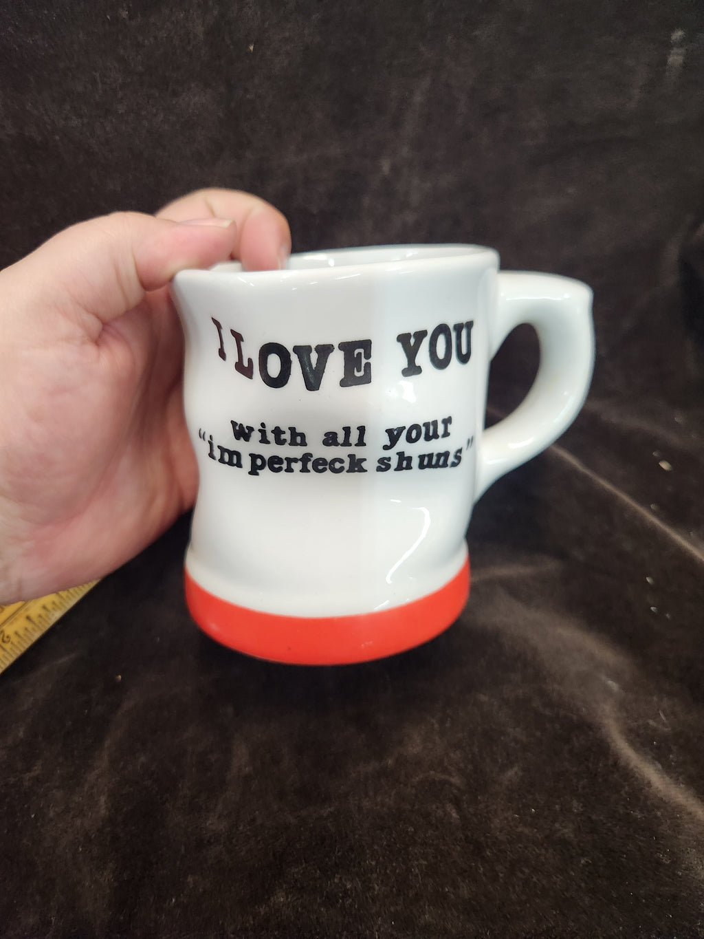 Vintage 1993 Novelty Coffee Mug Made by Houston Foods Featuring an Intentionally Warped, Wrinkled Shape