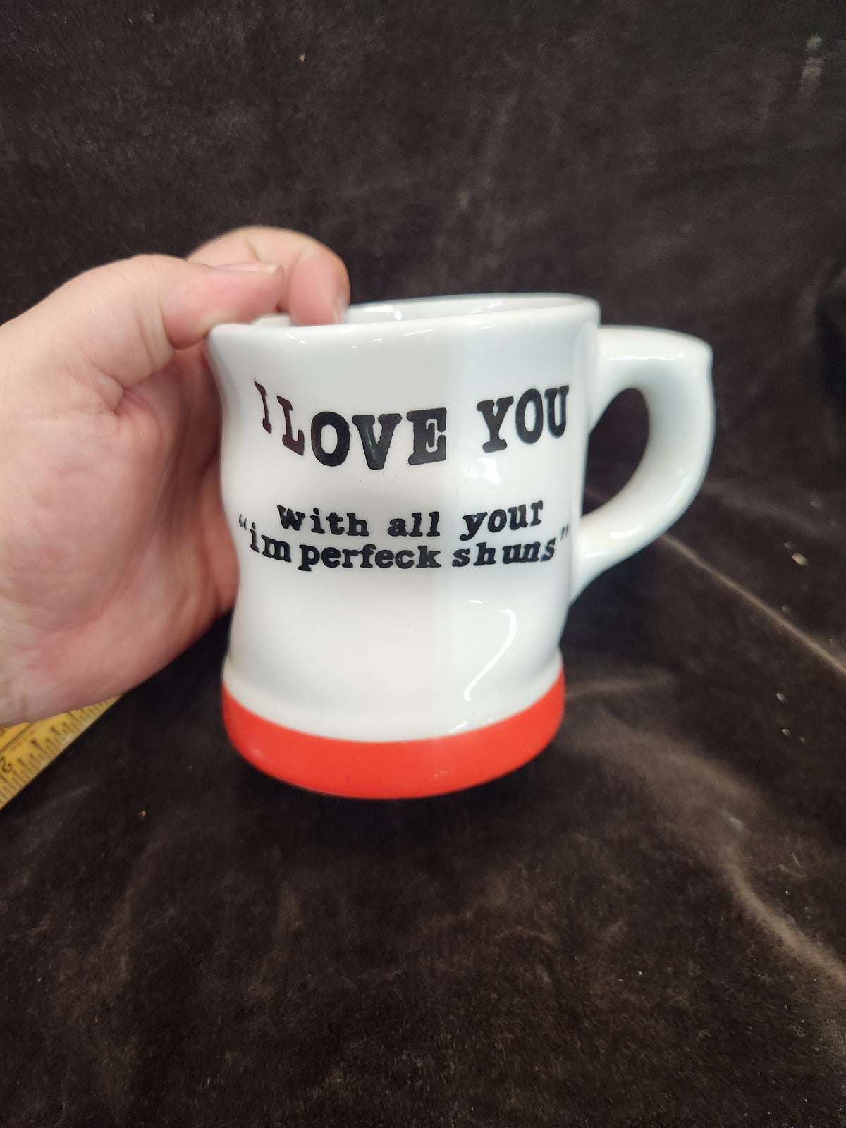 Vintage 1993 Novelty Coffee Mug Made by Houston Foods Featuring an Intentionally Warped, Wrinkled Shape