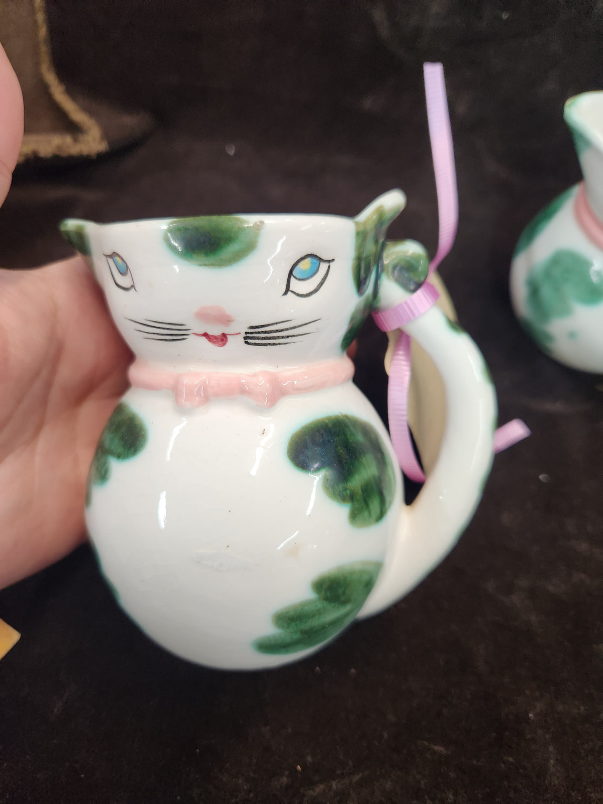 Vintage Three-Piece Lipper & Mann Anthropomorphic Cat Pitcher and Creamer Set Made in Japan 1950s