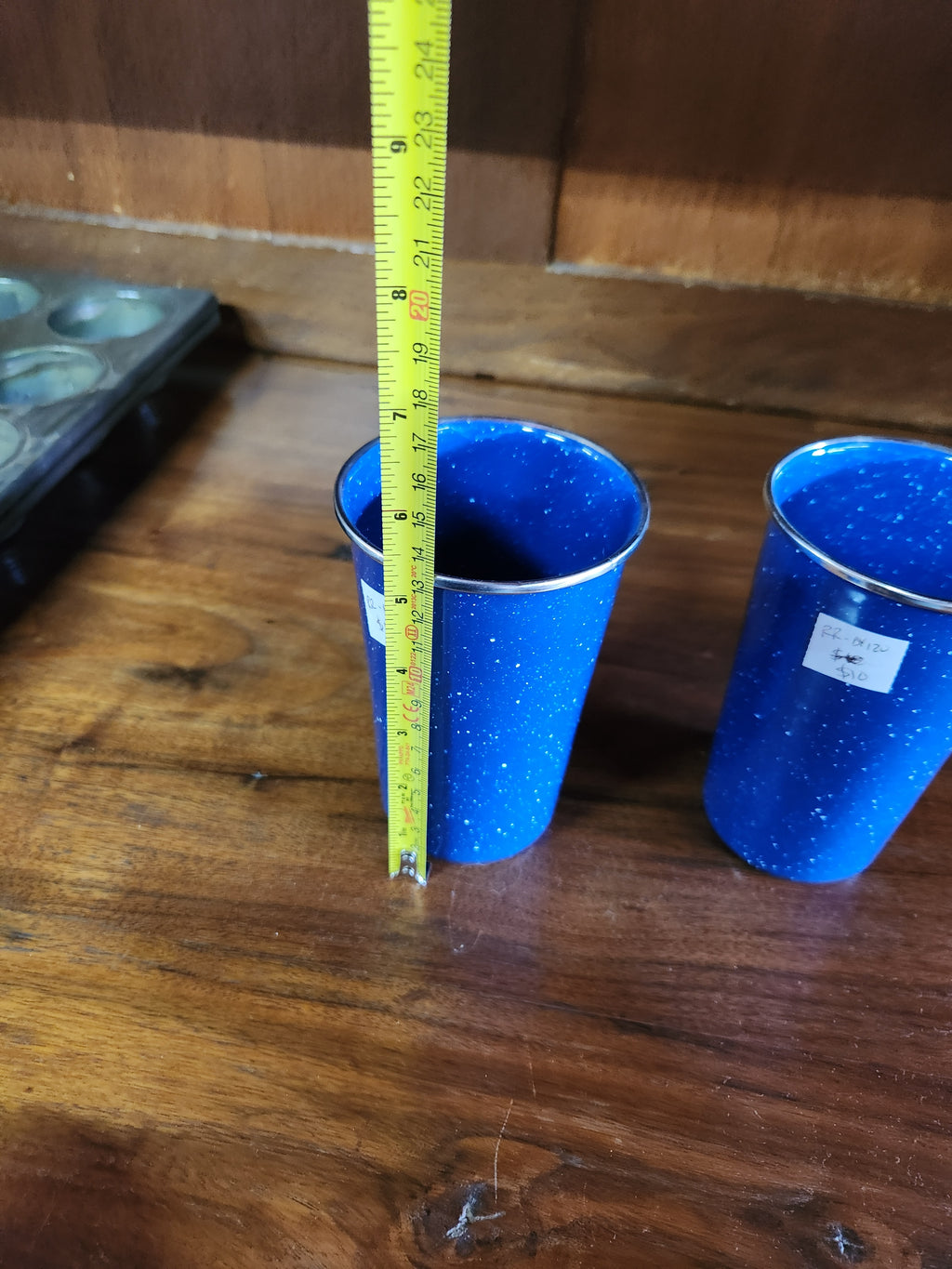 Blue Speckled Enamelware Cup
