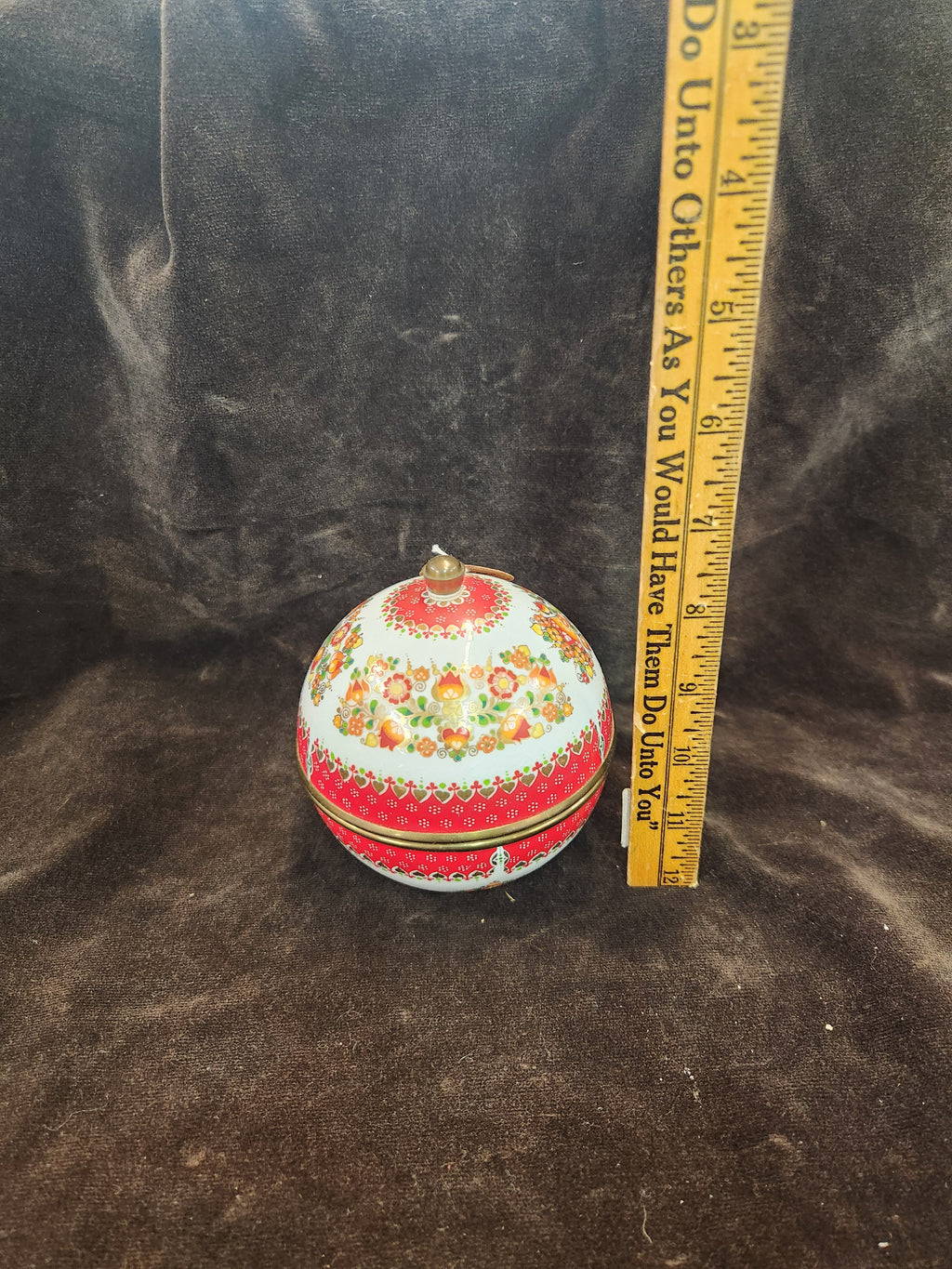 Mid-Century Steinböck (Steinbock) Austria Enamel and Brass Spherical Globe Trinket Box