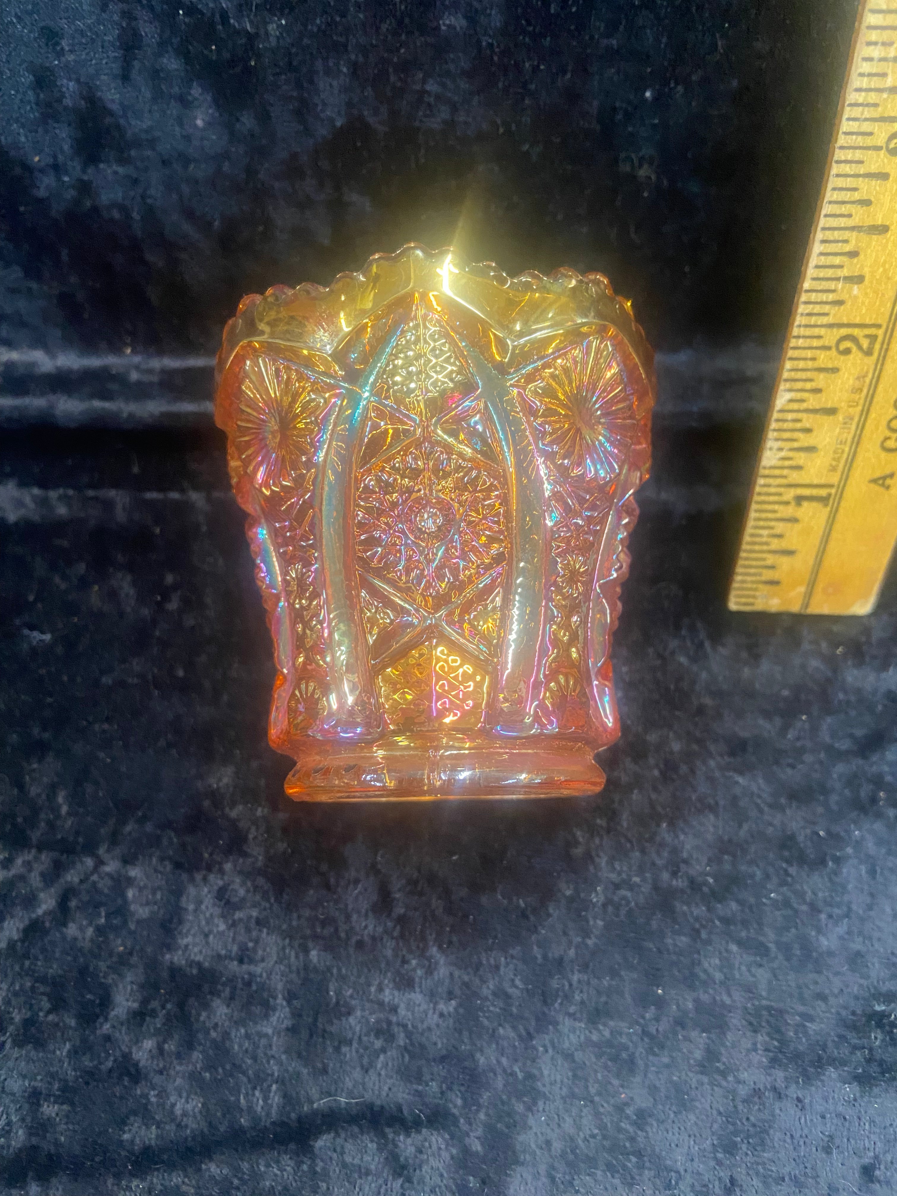 Vintage Marigold Carnival Glass Toothpick Holder Imperial Glass Company