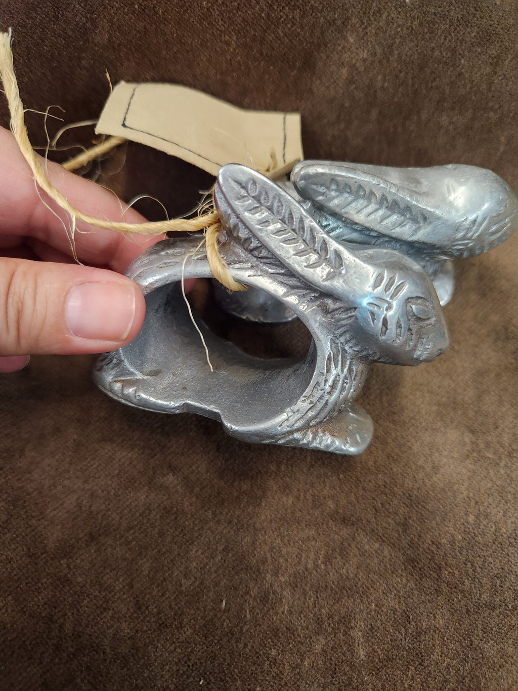 Set of 2 Pewter Rabbit Napkin Rings