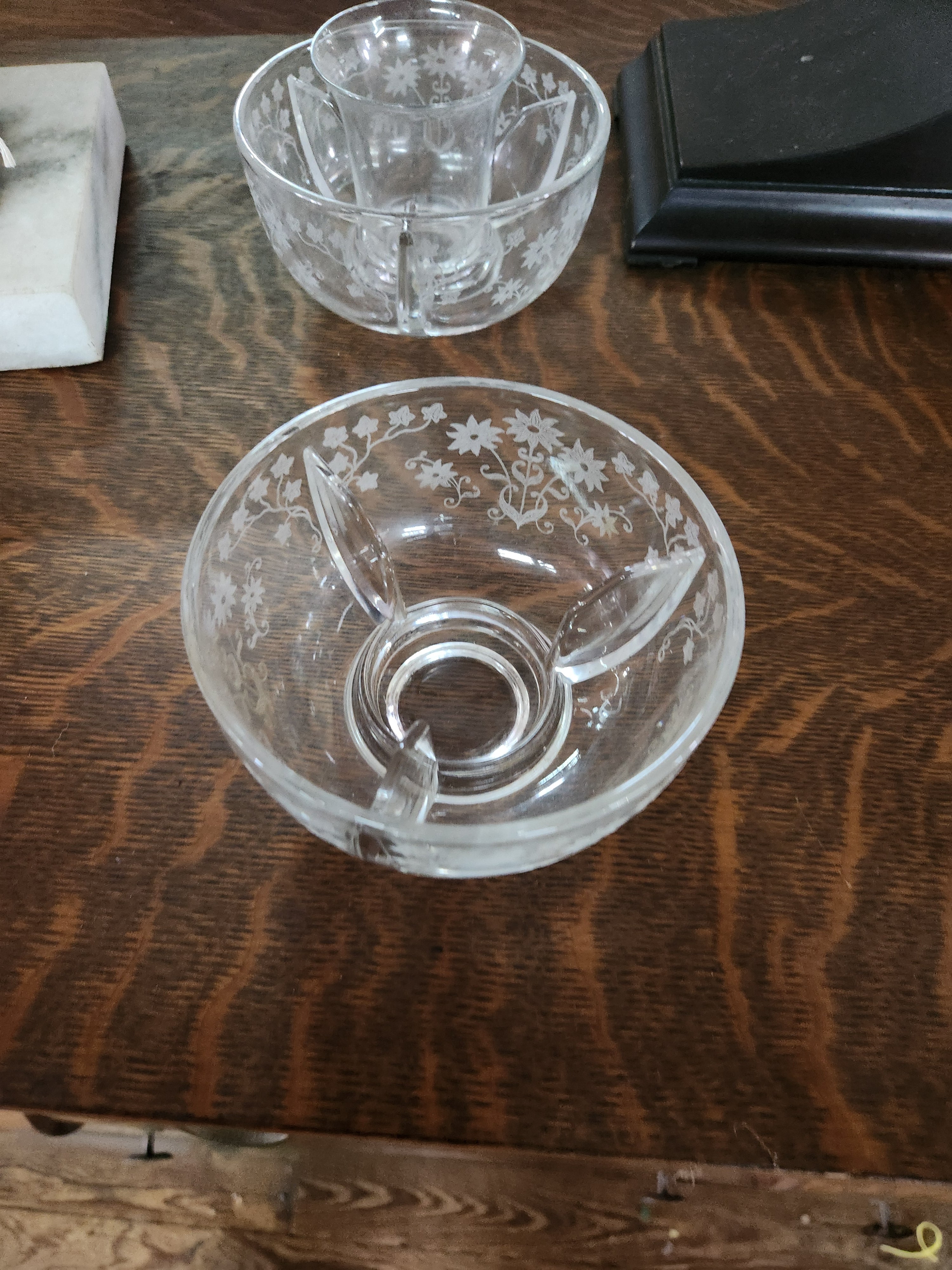 6 Vintage Fostoria Glass Co. Manor Crystal Icer Bowl with Seafood Cocktail Glass Insert