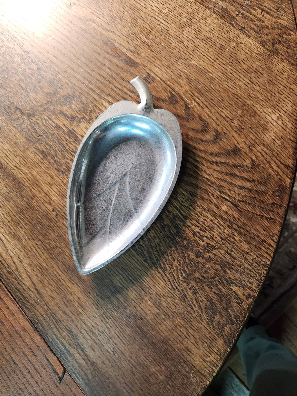 Vintage Mid-Century Modern Cast Aluminum Leaf-Shaped Trinket Dish 1950s