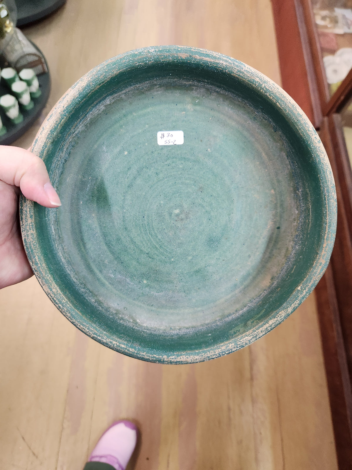 Vintage Brush McCoy Pottery #295 Shell Bulb Bowl Featuring a Green Glaze and a Seashell Motif