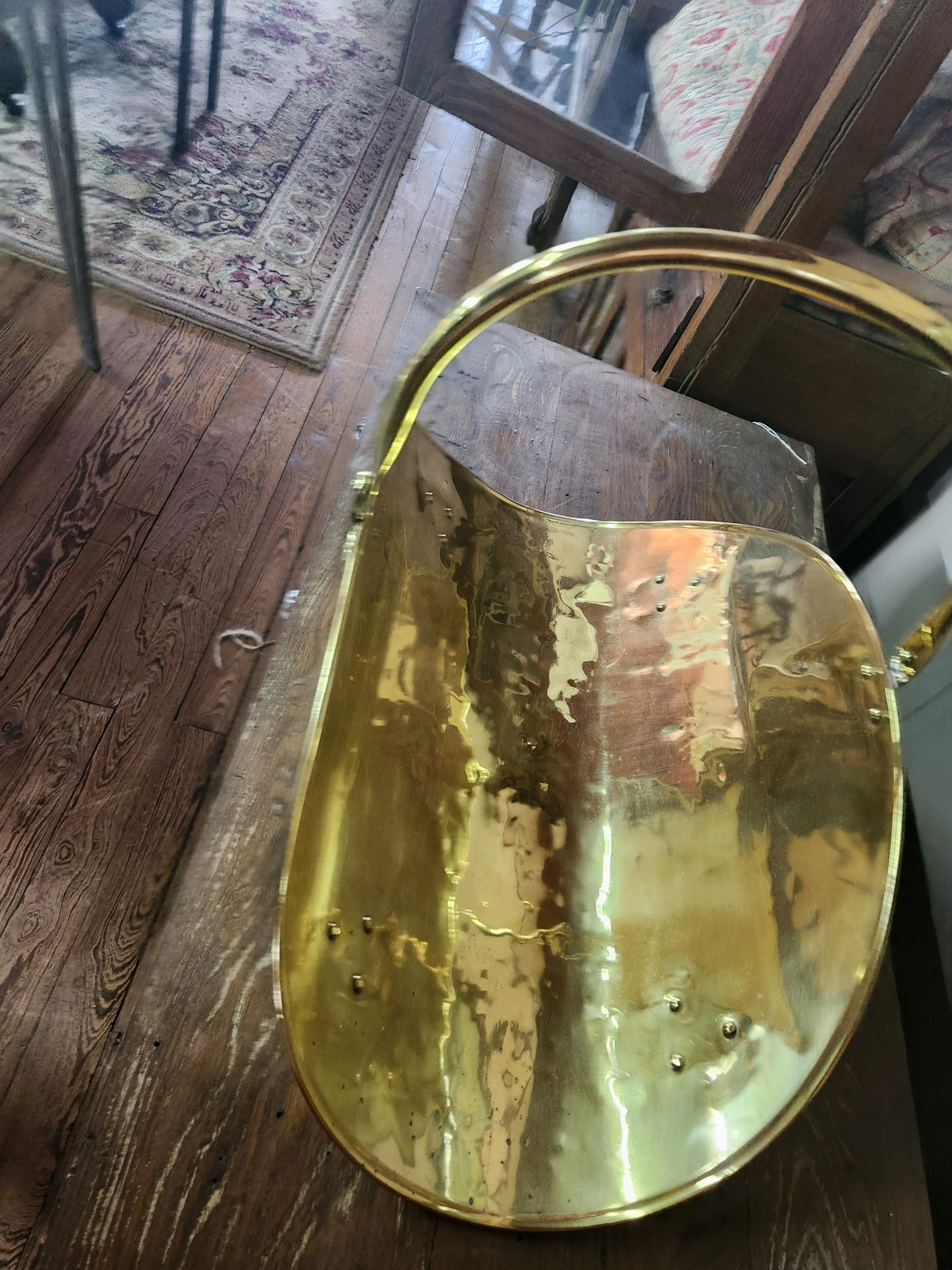 Vintage Hollywood Regency Solid Brass Firewood Log Holder