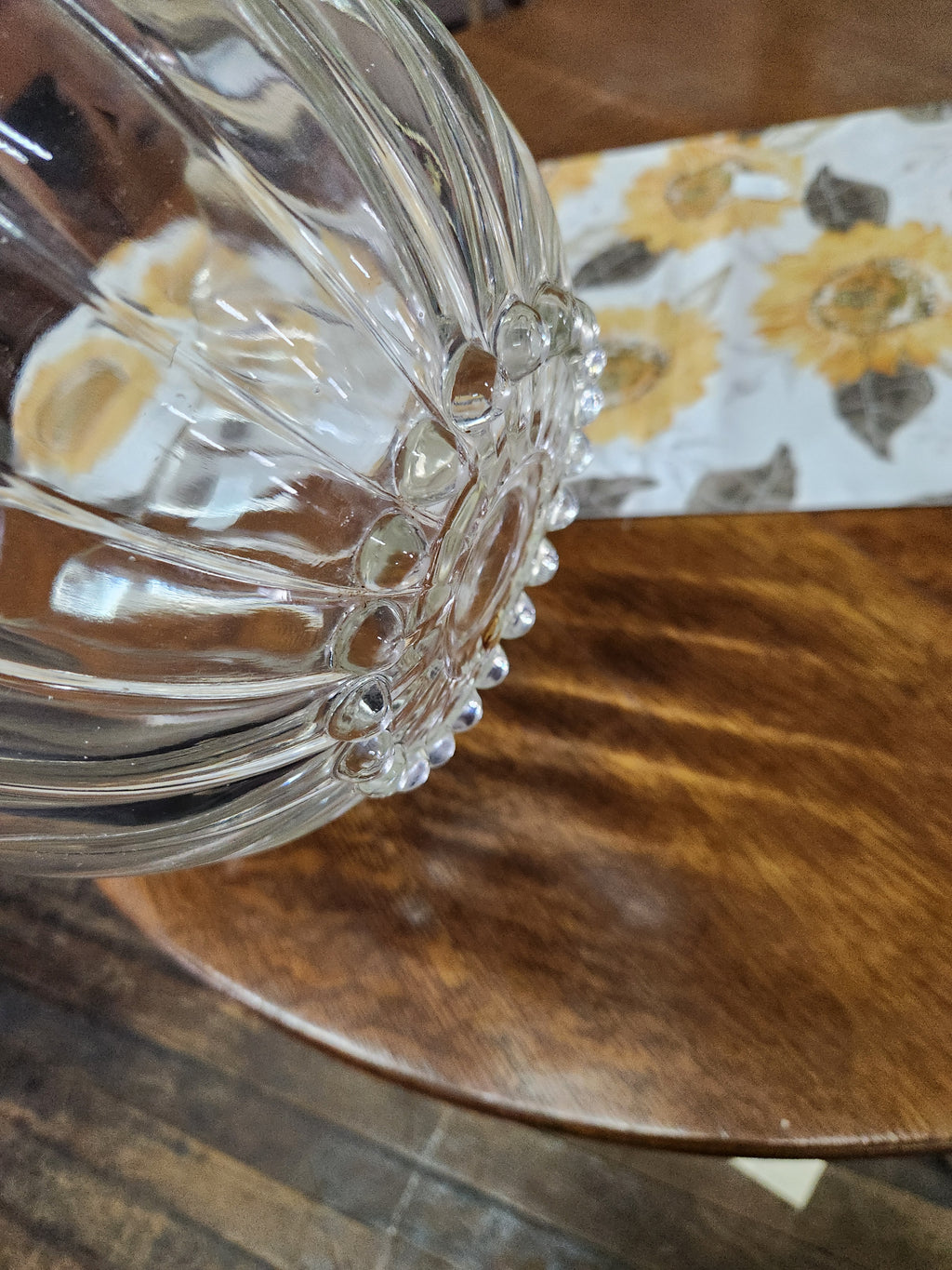 Vintage Clear Glass Serving Bowl Colonial Swirl Pattern Hazel Atlas