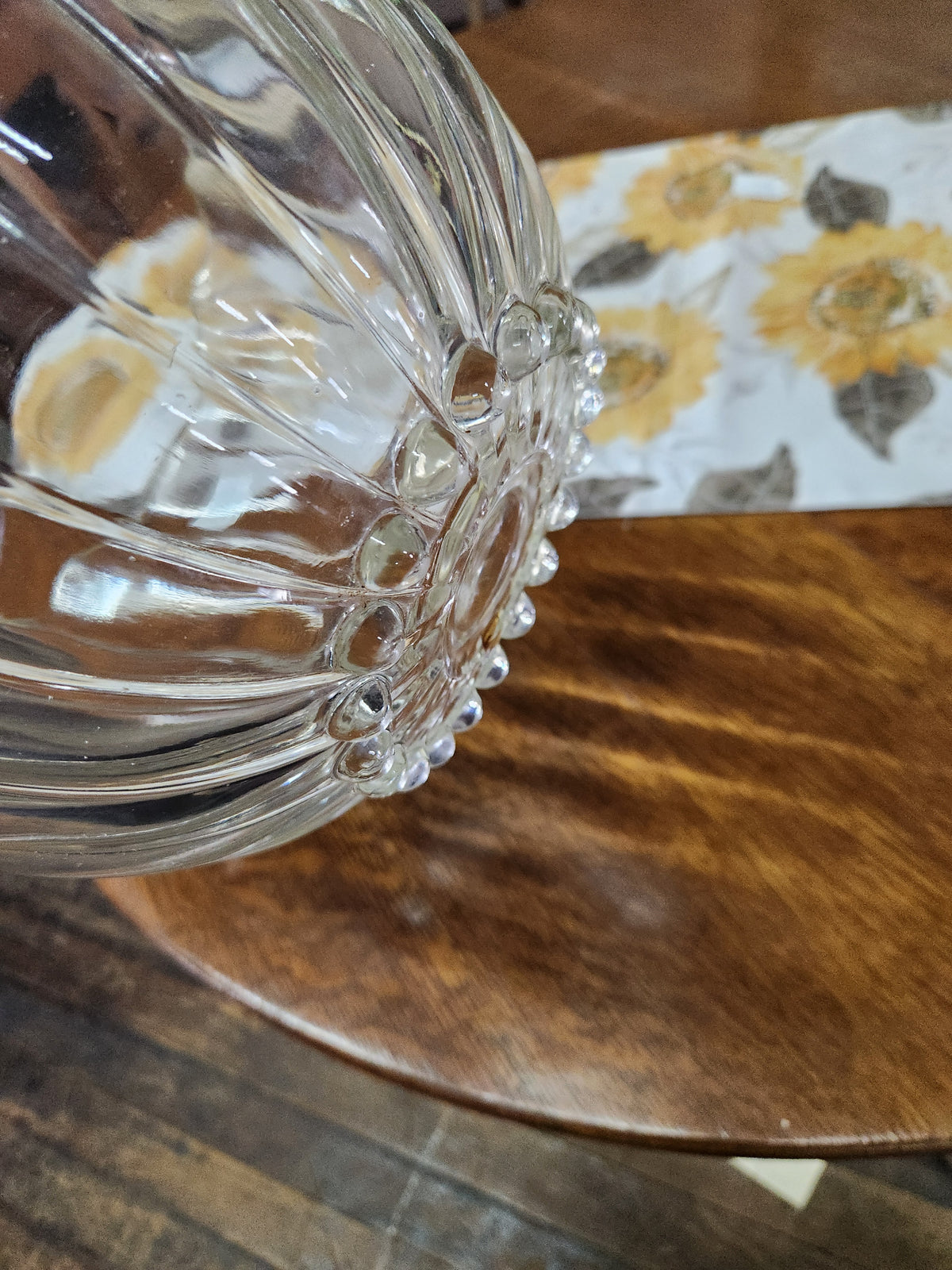 Vintage Clear Glass Serving Bowl Colonial Swirl Pattern Hazel Atlas