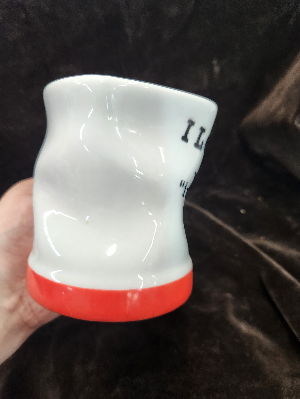 Vintage 1993 Novelty Coffee Mug Made by Houston Foods Featuring an Intentionally Warped, Wrinkled Shape