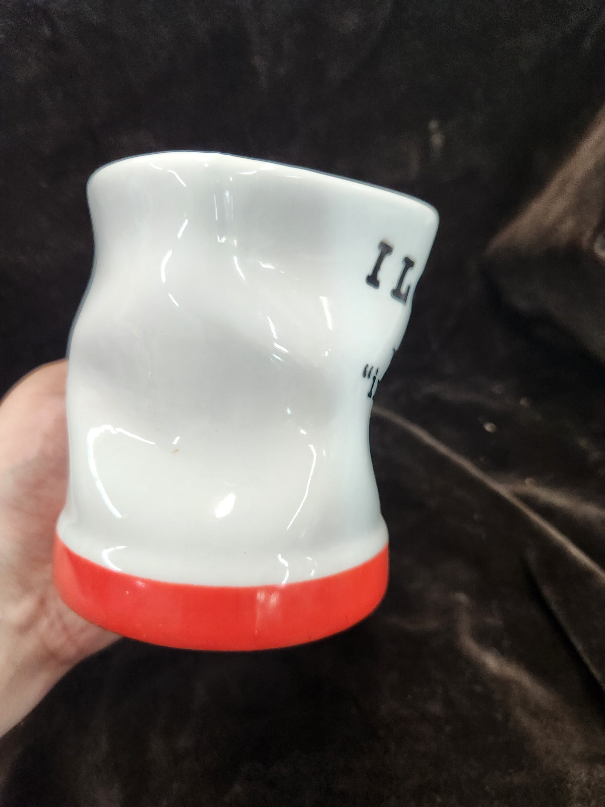 Vintage 1993 Novelty Coffee Mug Made by Houston Foods Featuring an Intentionally Warped, Wrinkled Shape