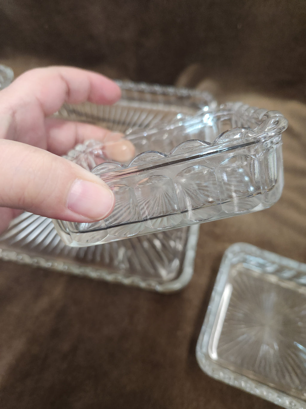 1950's Vintage Clear Pressed Glass 5 Piece Relish or Serving Set
