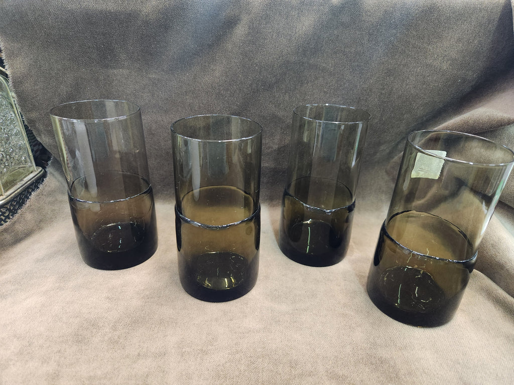 4 Pier 1 Double Dip Smoke Glass Tumblers