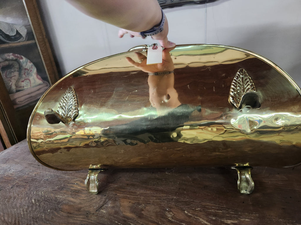 Vintage Hollywood Regency Solid Brass Firewood Log Holder