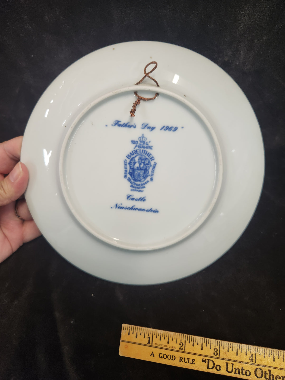 Vintage 1969 Bareuther Father's Day(Vatertag) Porcelain Collector Plate Featuring Castle Neuschwanstein