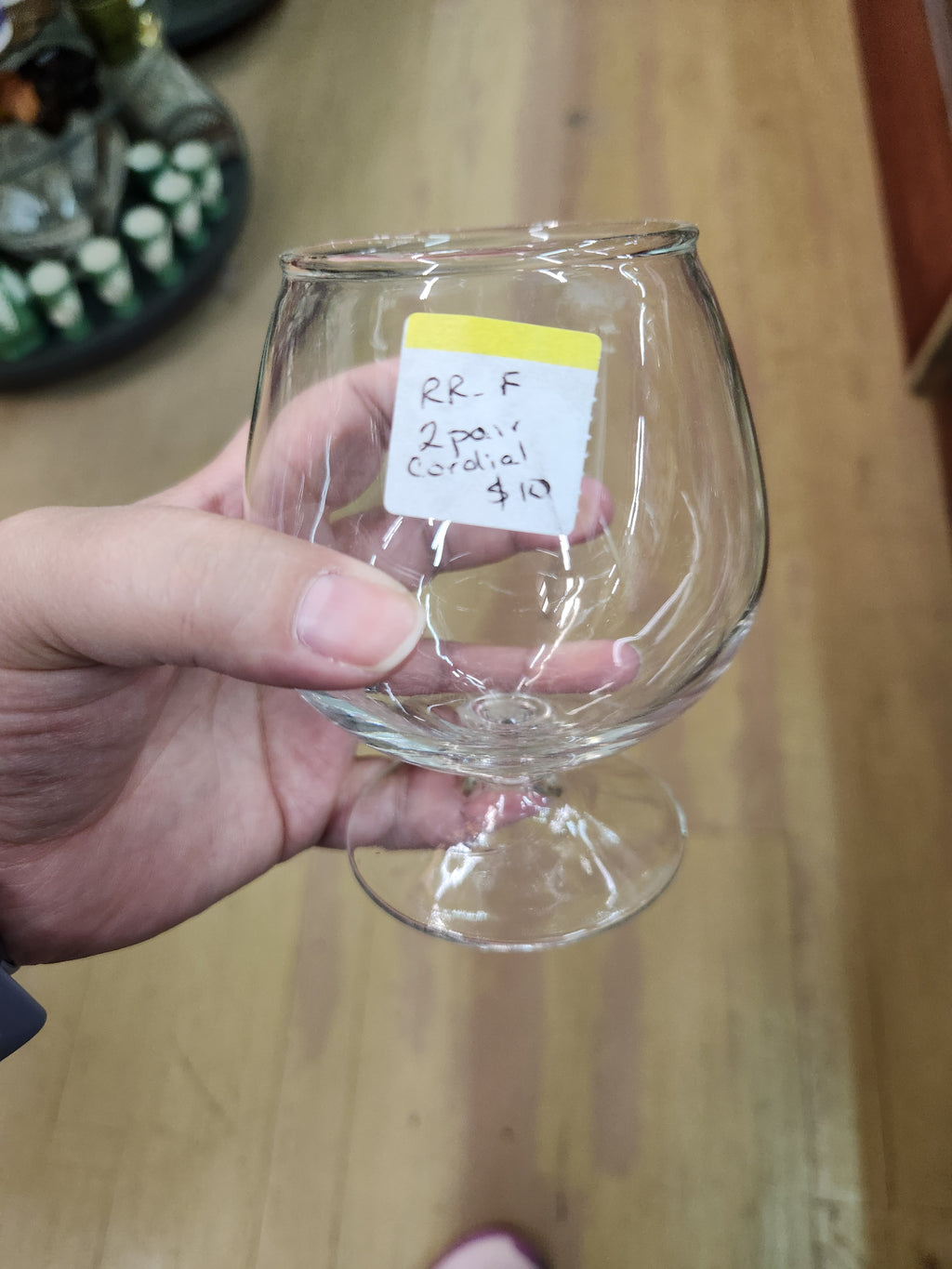 2 Clear Glass Brandy Snifters with a Short Stem and a Rounded, Bulbous Bowl