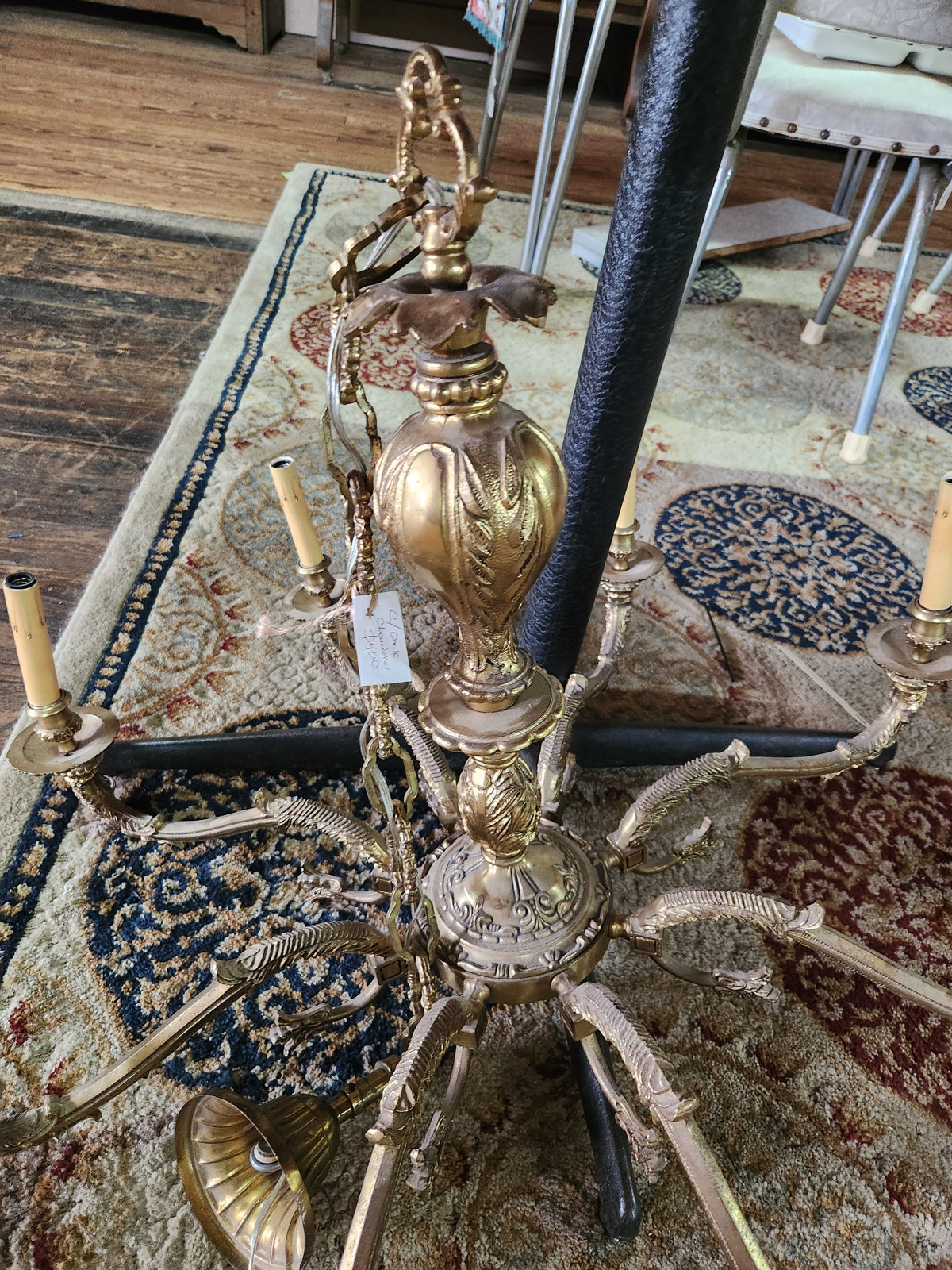 Vintage Ornate Brass Chandelier