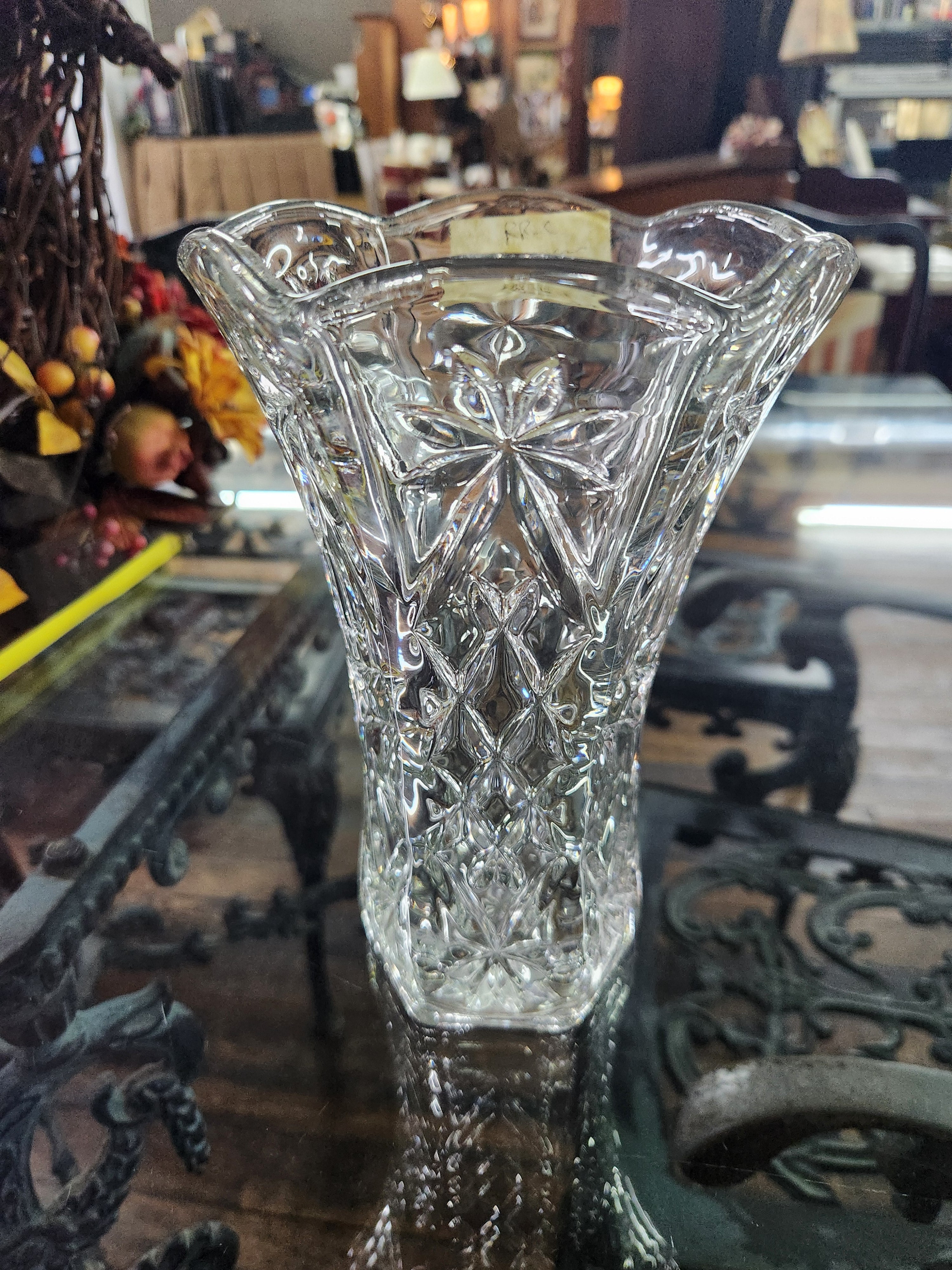Vintage Glass Vase Anchor Hocking Early American Prescut Star of David
