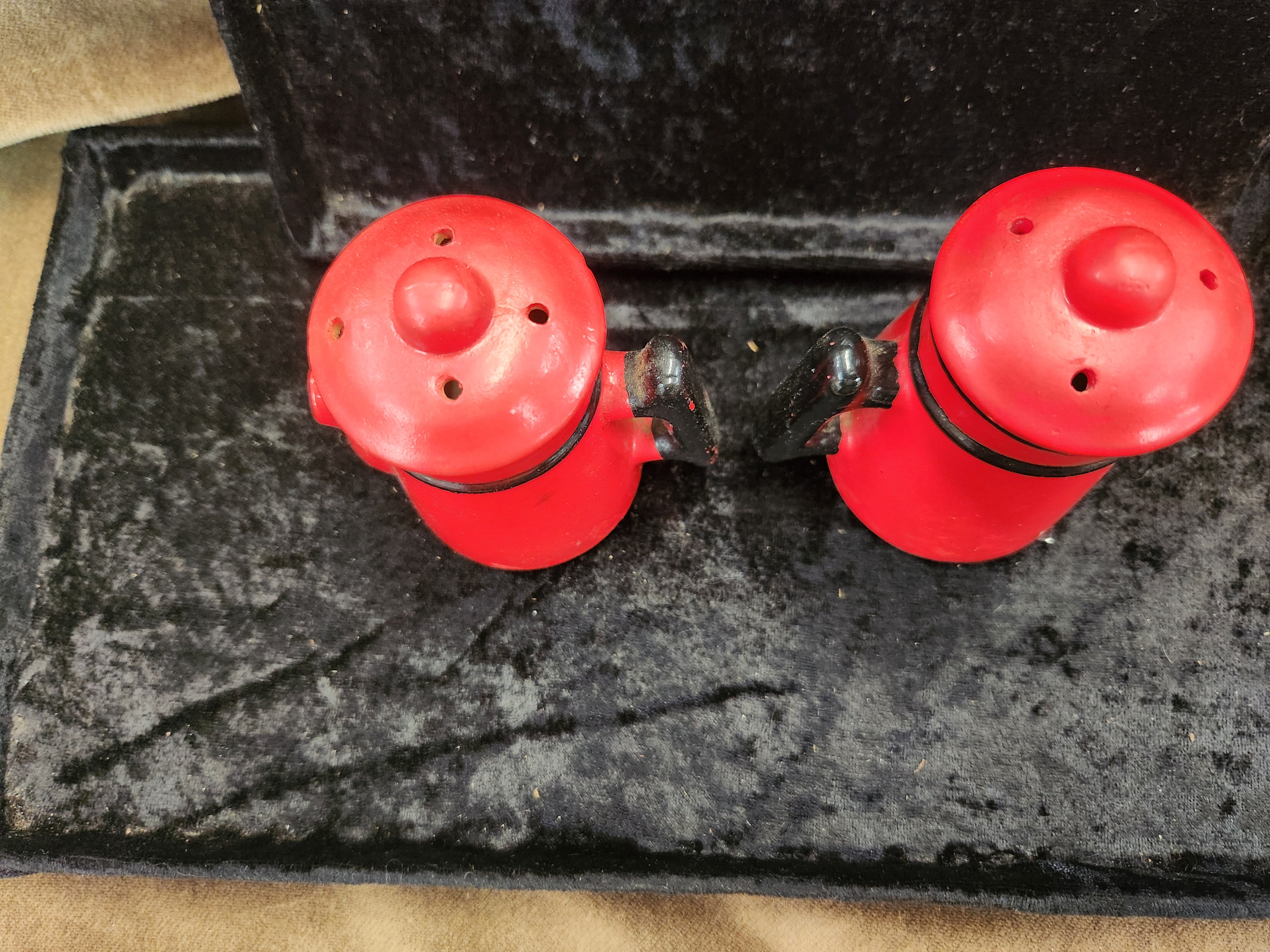 Vintage Red Ceramic Coffee Pot S&P Shakers Japan 60's 70's