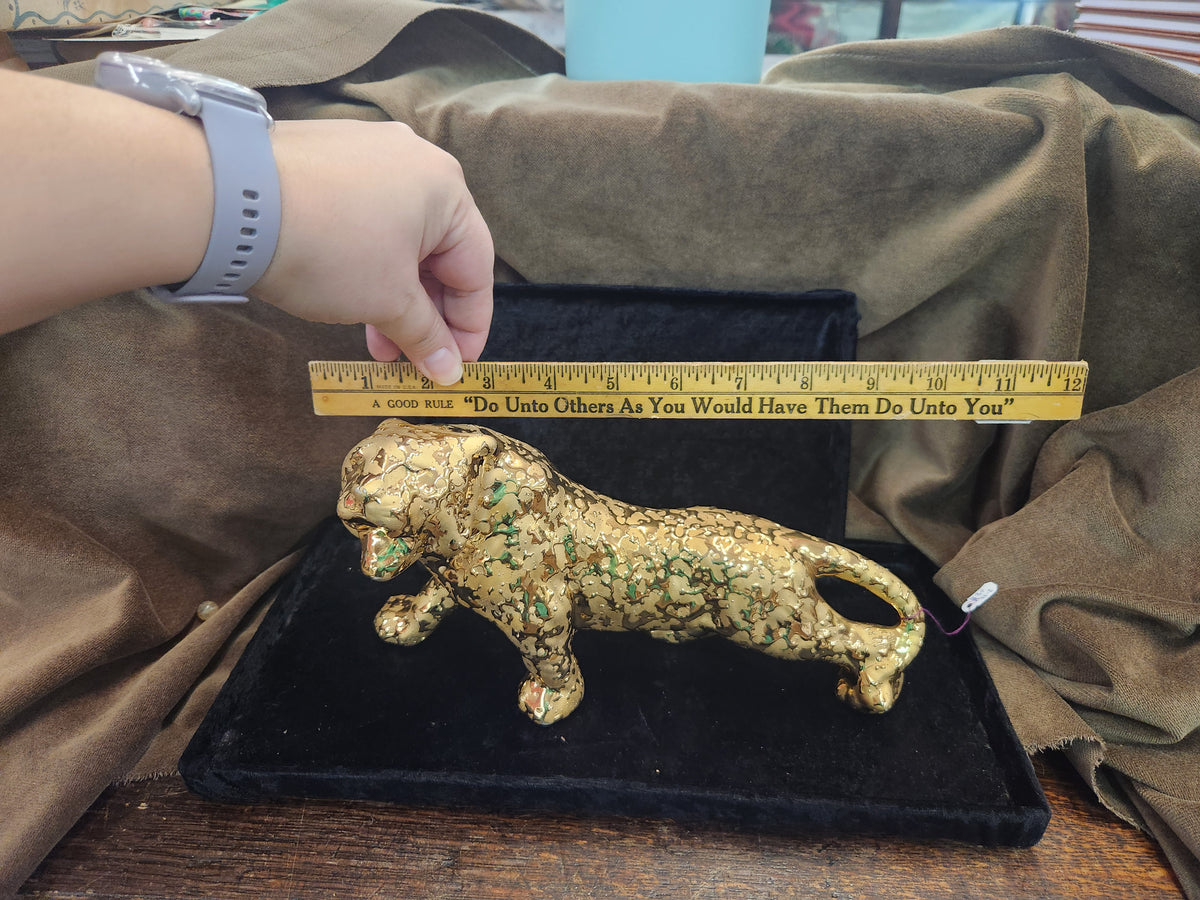 Vintage Weeping Gold Porcelain Jaguar FIgurine