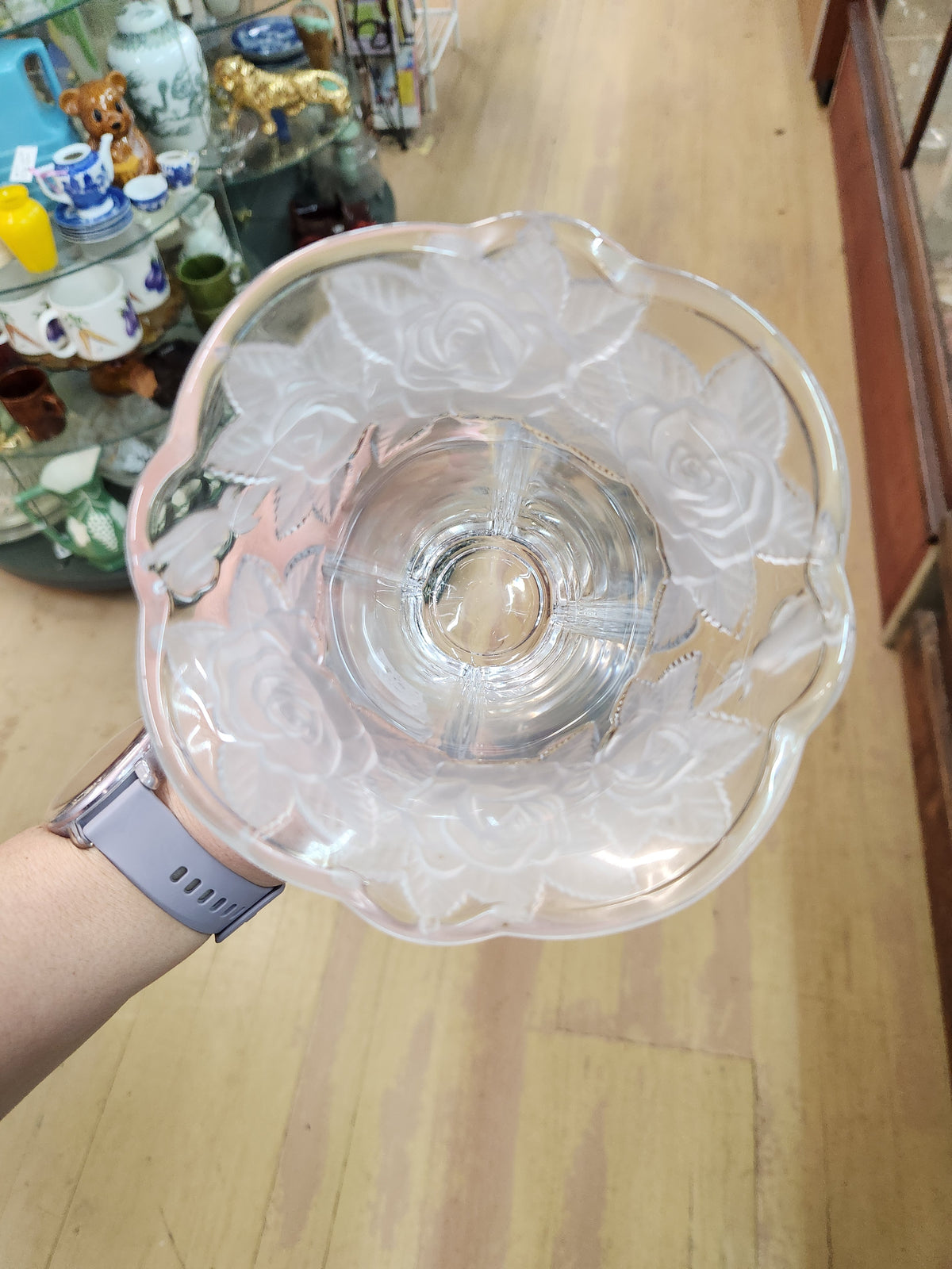 Vintage Mikasa Studio Nova "Winter Rose" Vase Featuring a Frosted Satin Rose Pattern