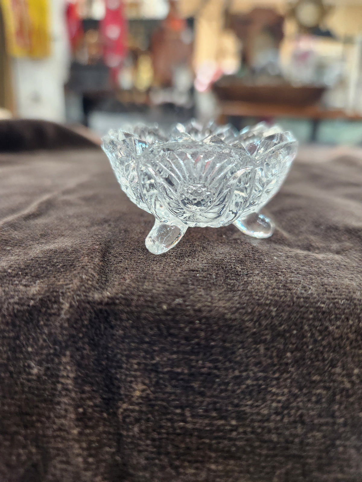 Set of Vintage, Clear Pressed Glass Three-Footed Salt Cellars (Salt Dips)
