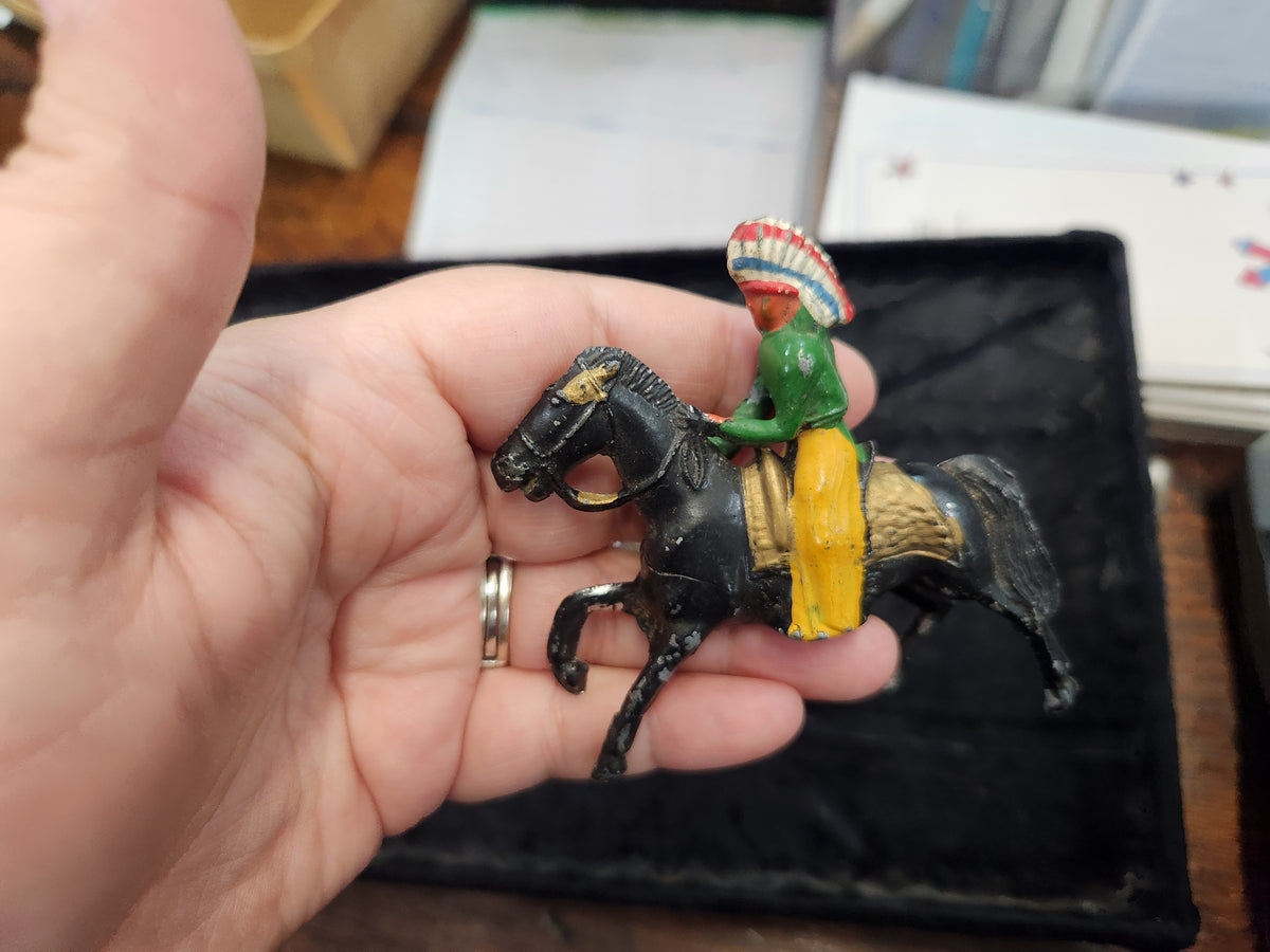 Vintage Painted Metal Cowboys & Indian Toys