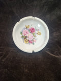 Vintage White Porcelain Floral Ashtray