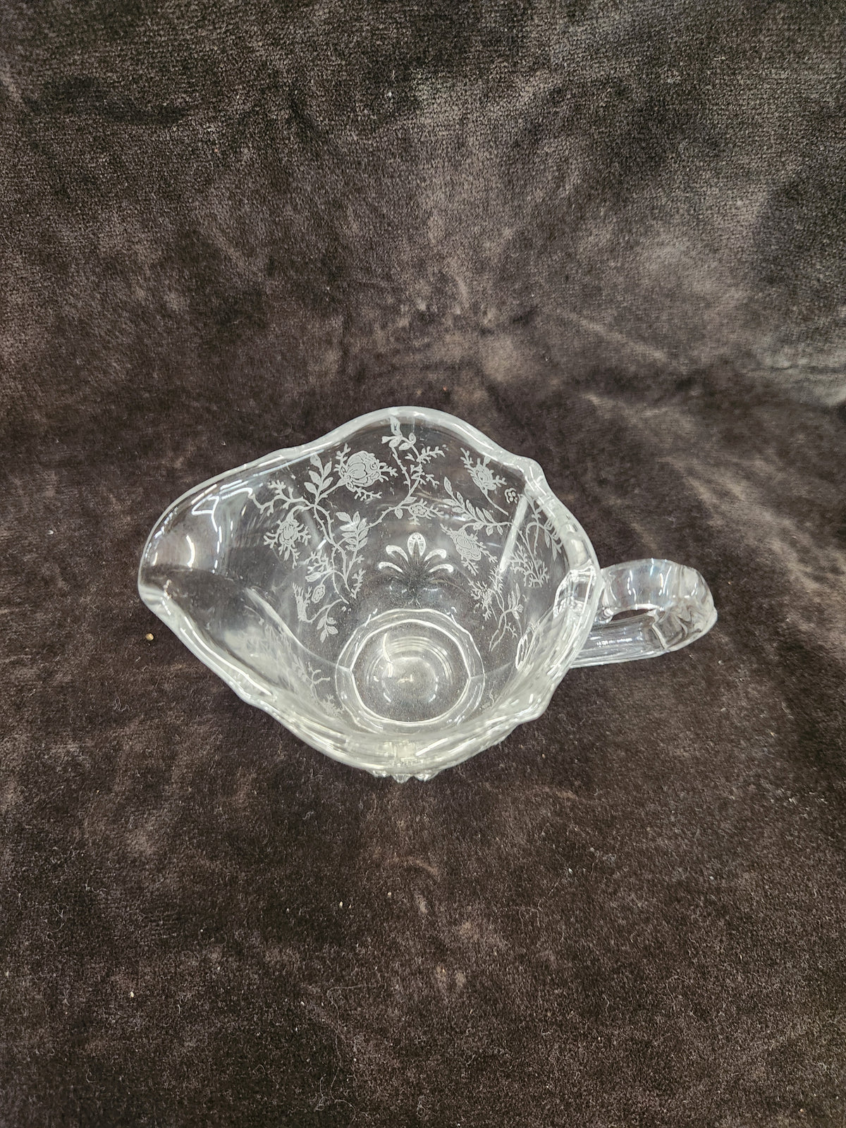 Vintage Fostoria Chintz Etched Crystal Glass Creamer in the Baroque Shape