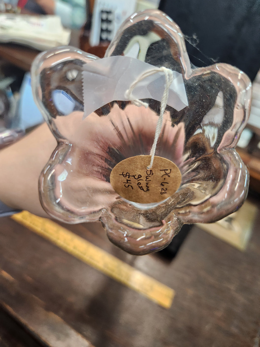 Vintage Clear Glass Swung Vase