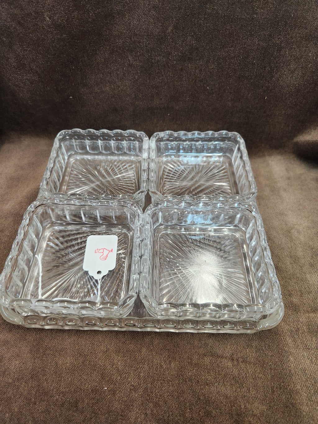 1950's Vintage Clear Pressed Glass 5 Piece Relish or Serving Set