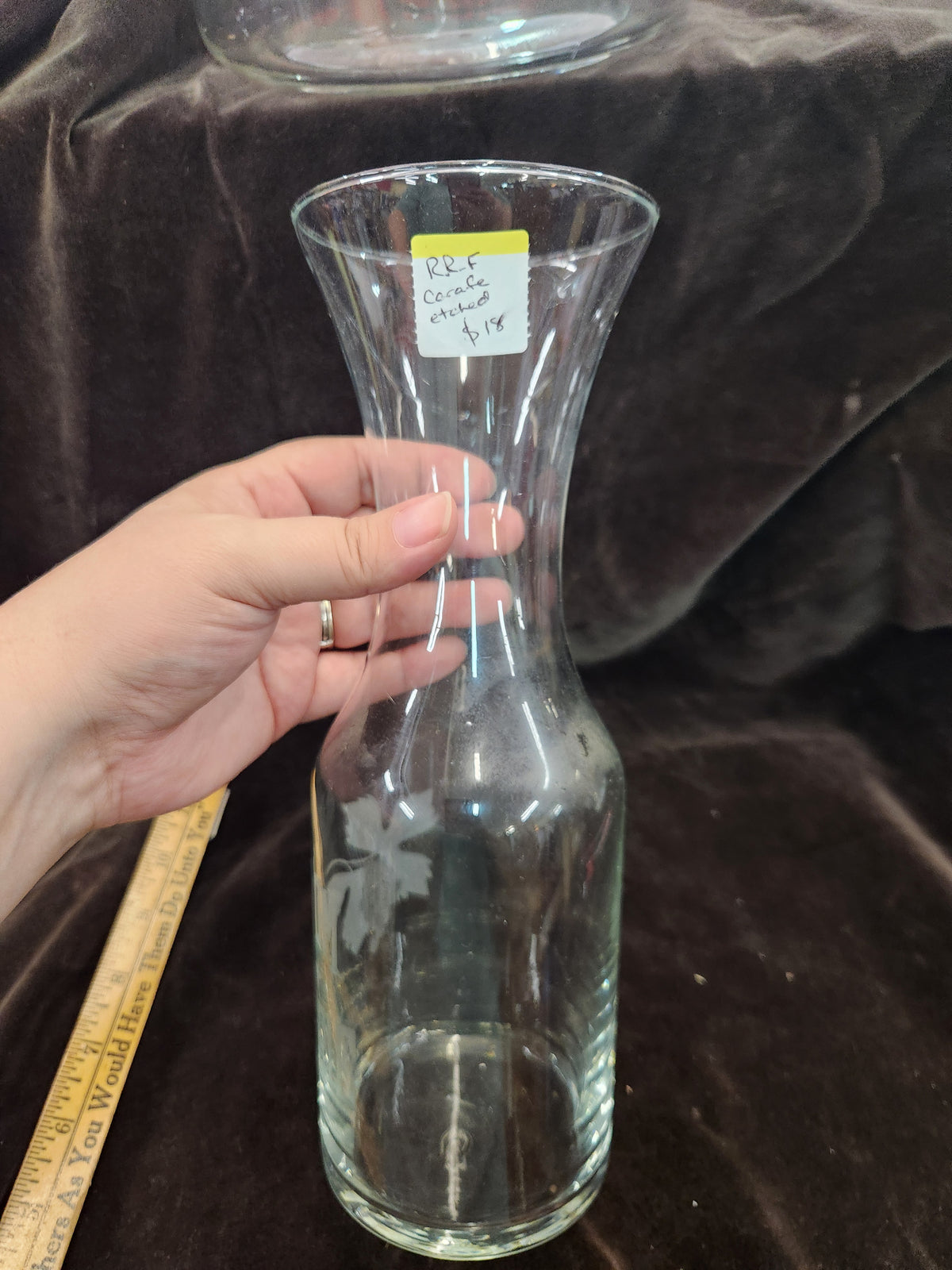 Clear Glass Wine Carafe/Decanter Featuring a Custom Etched/Frosted Design