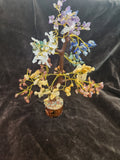 Handcrafted 7 Chakra Crystal Gemstone Tree Featuring Colorful Chip stone Leaves