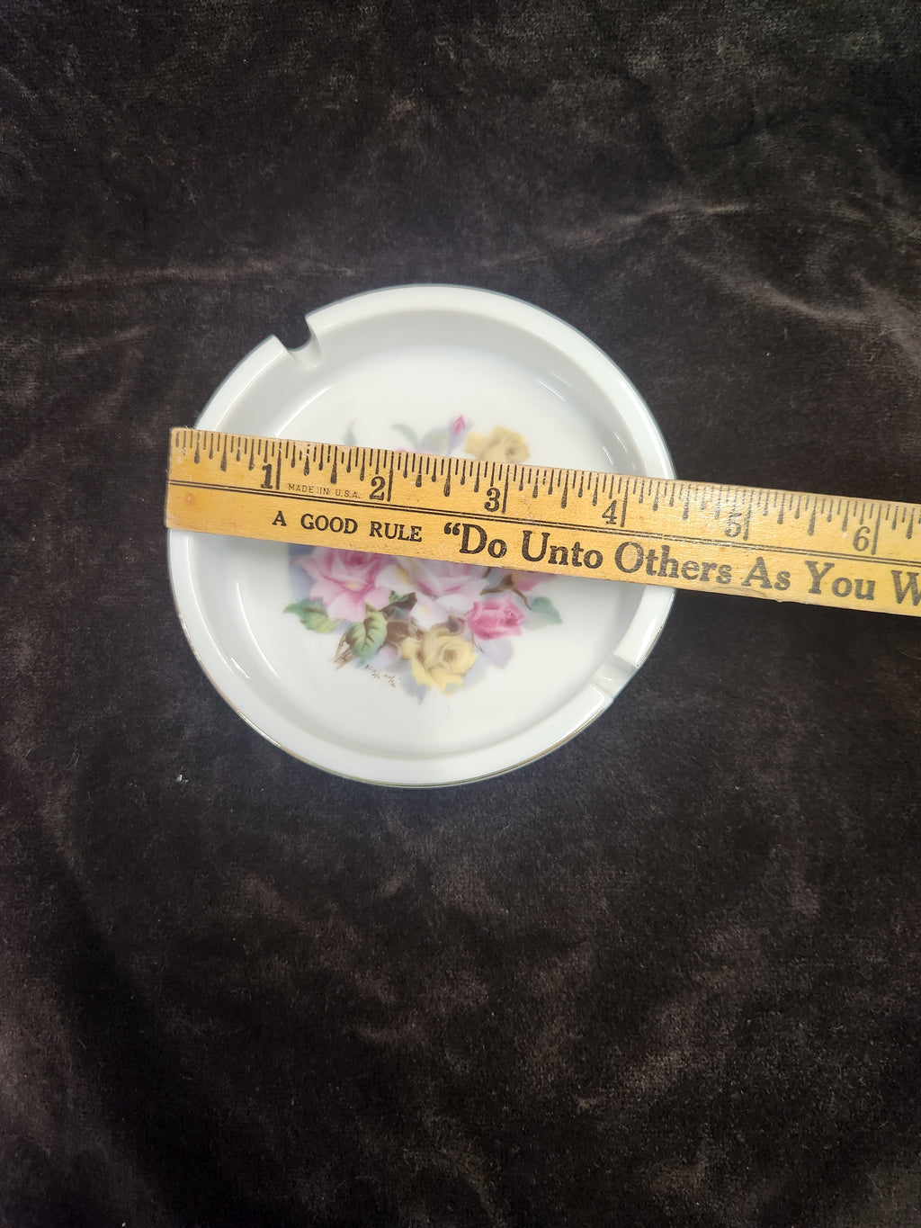 Vintage White Porcelain Floral Ashtray