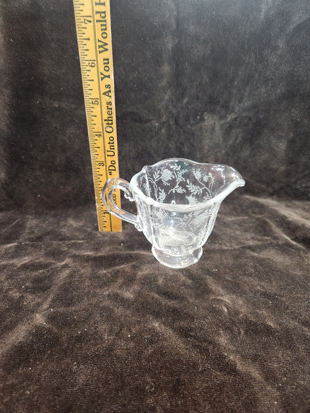Vintage Fostoria Chintz Etched Crystal Glass Creamer in the Baroque Shape