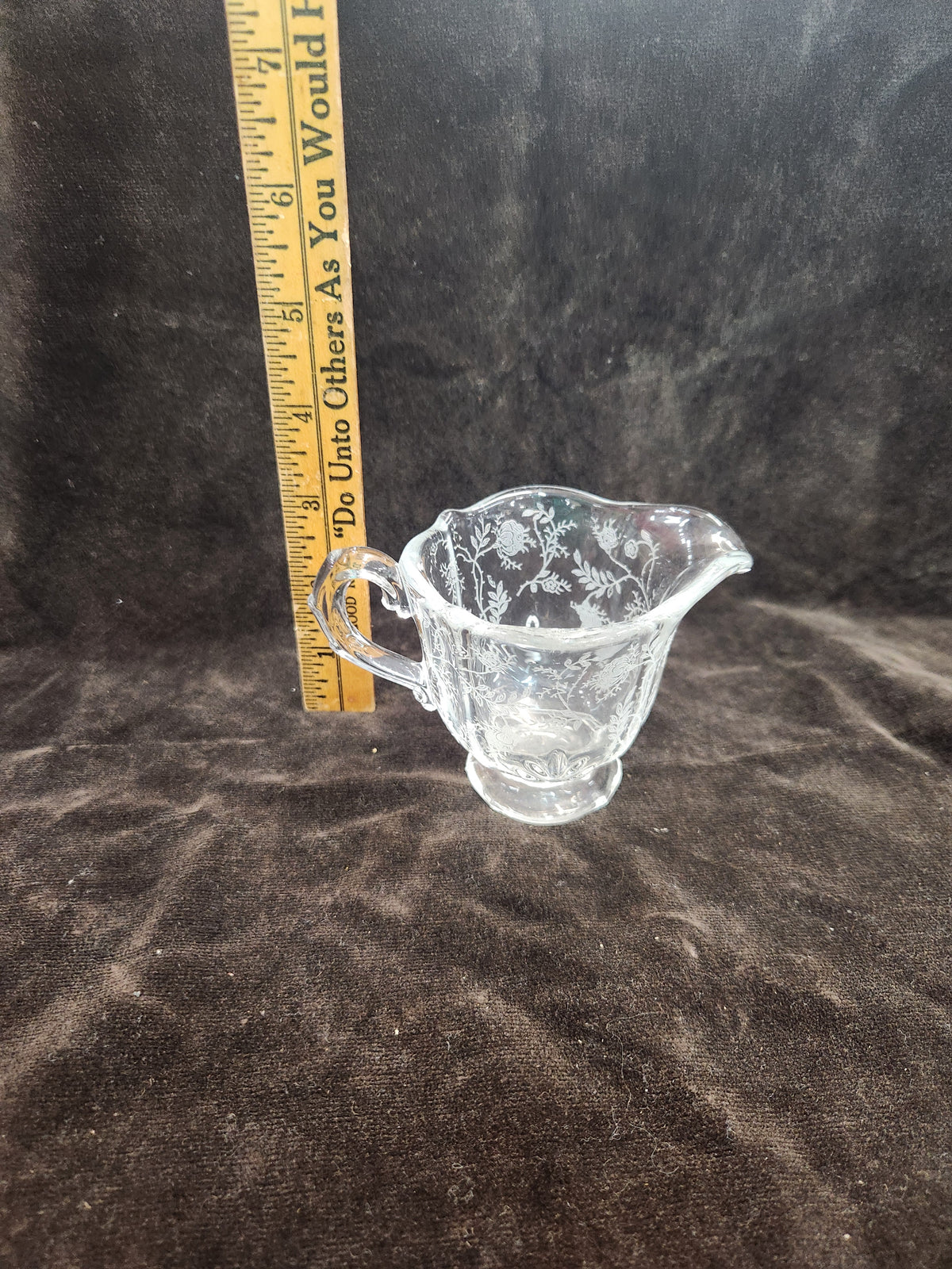 Vintage Fostoria Chintz Etched Crystal Glass Creamer in the Baroque Shape