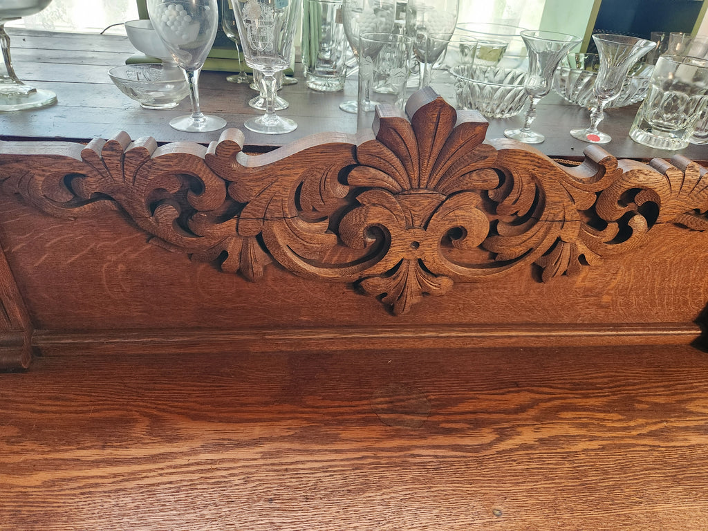 Solid Carved Oak 1920's-30's Fireplace Mantle or Vintage Bench