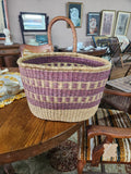 Vintage Hand-Woven Straw Market Basket