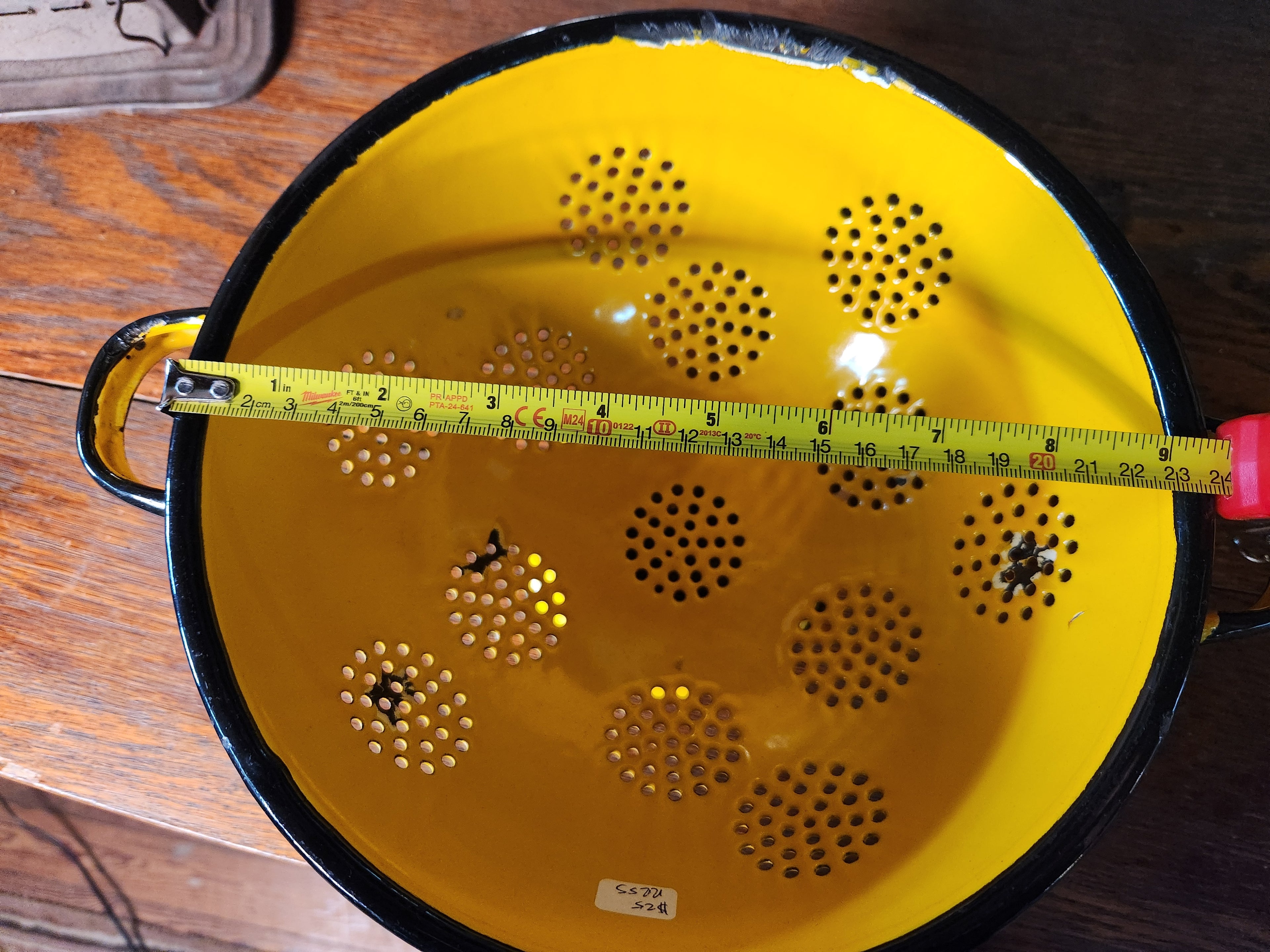 Vintage Yellow Enamelware Pedestal Colander