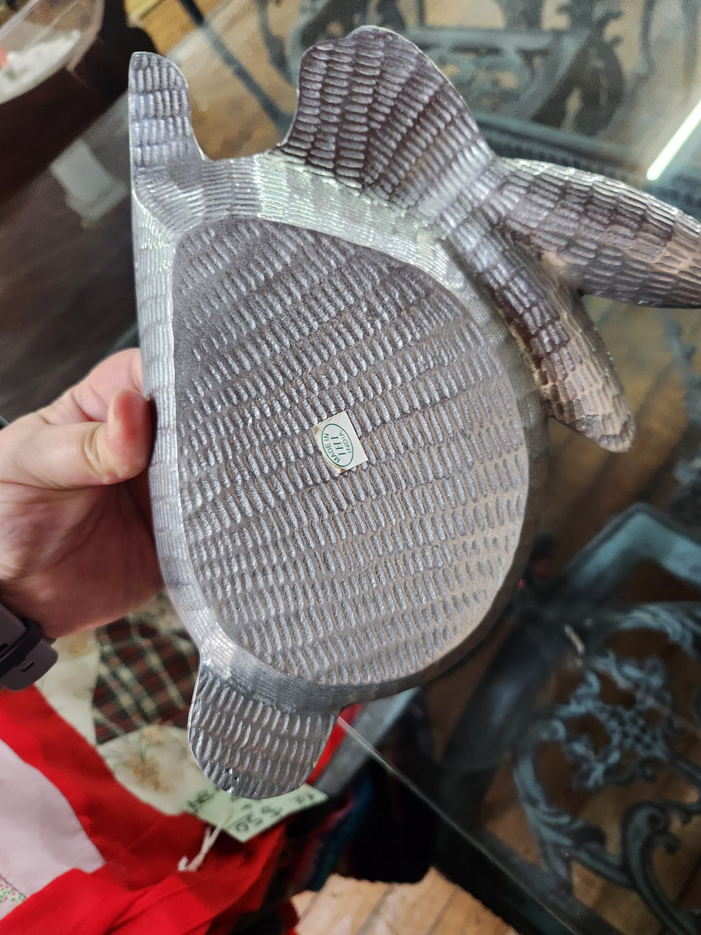 VIntage Cast Textured Aluminum Rabbit Trinket Dish