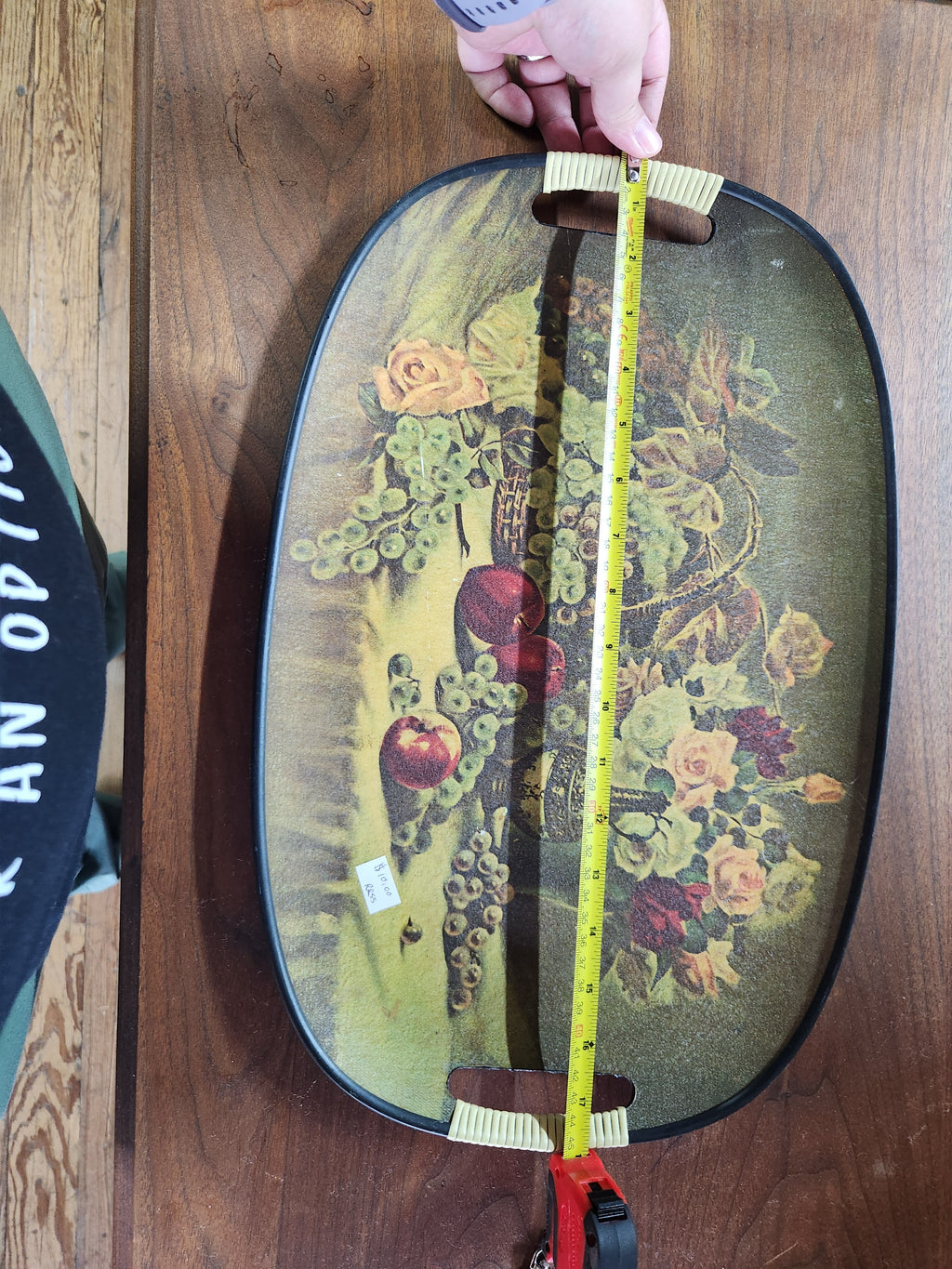 Vintage Oval Serving Tray Classic Still Life Fruit & Floral
